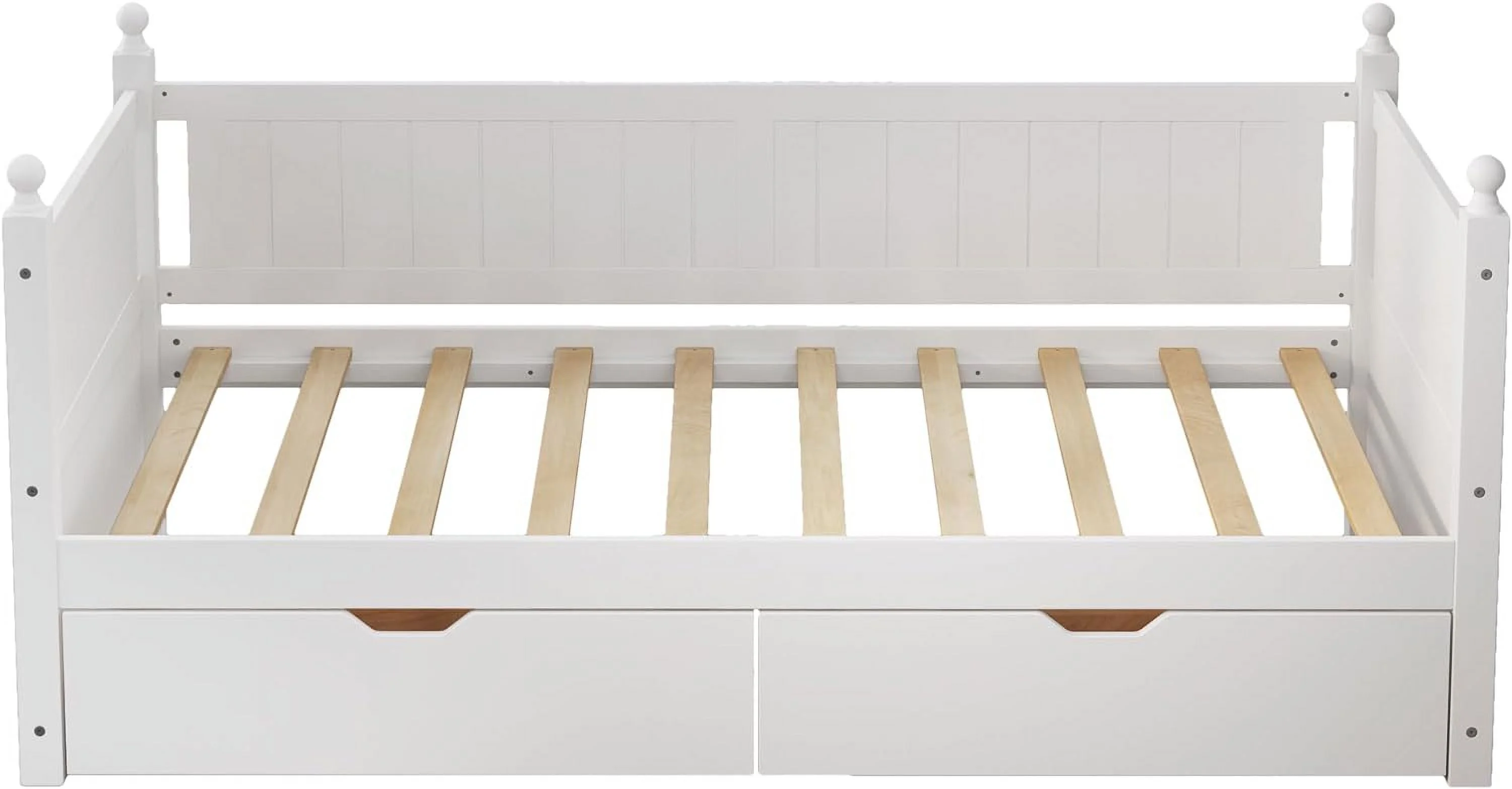Twin Size Solid Wood Daybed with 2 Drawers for Limited Space Kids, Teens, Adults, No Need Box Spring