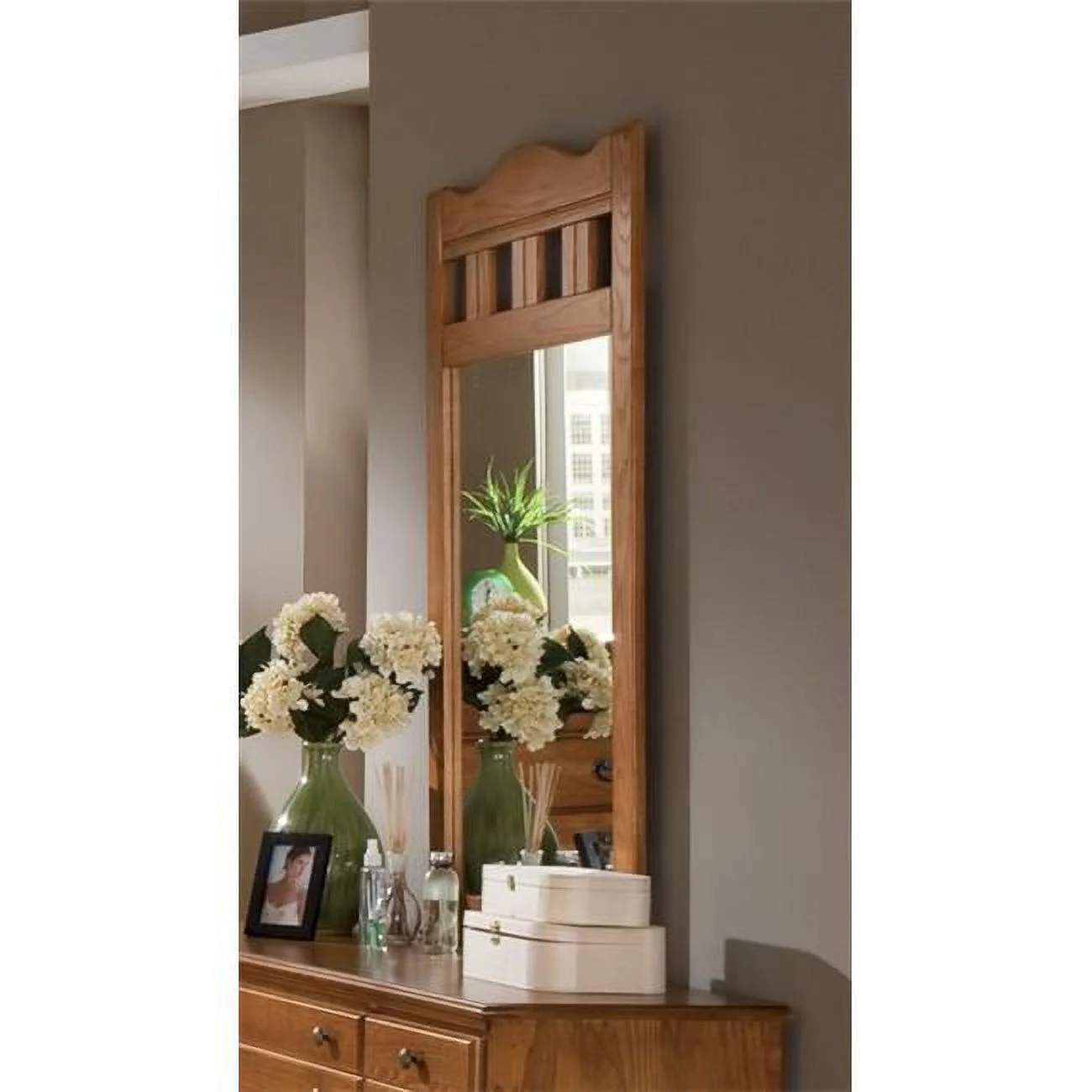 Creek Side Vertical Dresser Mirror In Autumn Oak