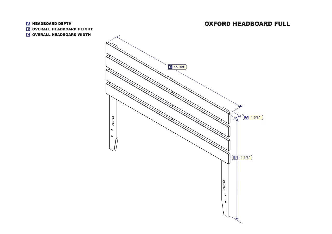 Oxford Full Headboard in White with USB Turbo Charger