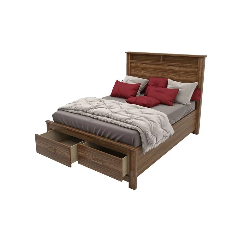 Home Square 2-Piece Set with Queen Storage Bed and 6 Drawer Dresser in Oak