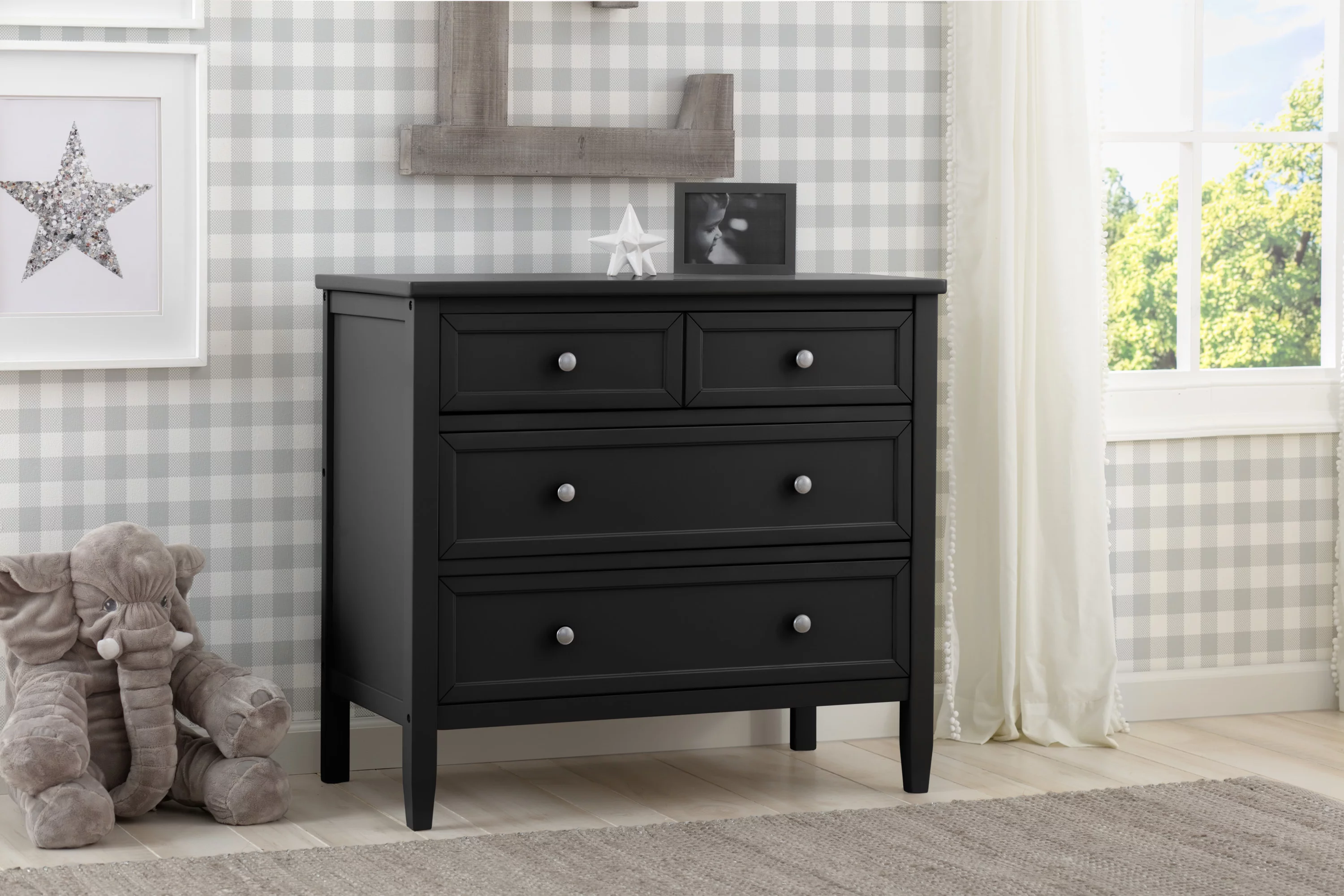 Delta Children Epic 3 Drawer Dresser with Interlocking Drawers - Greenguard Gold Certified, Black