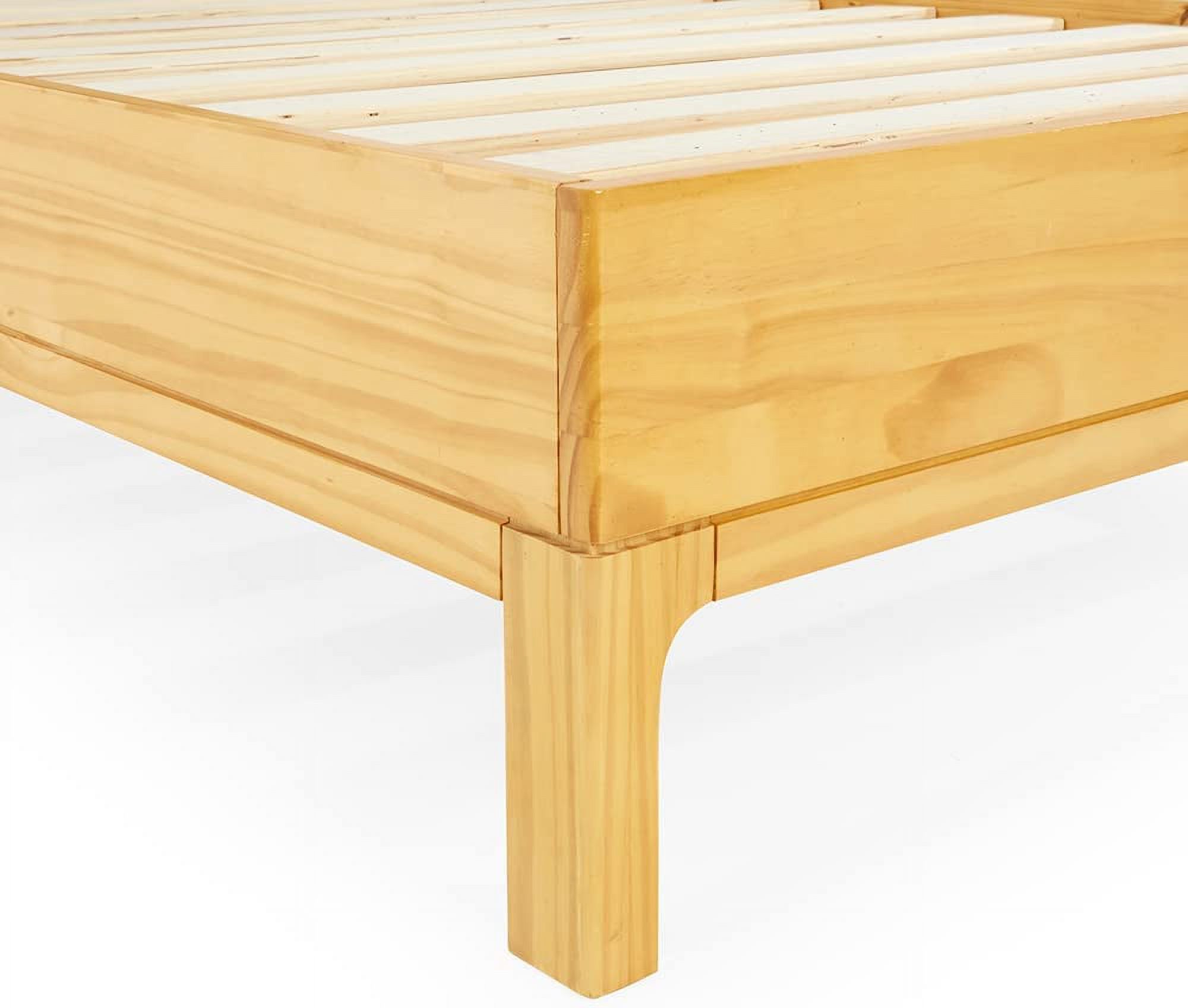 Bme Twin Size | Nipe 41x77x14in Deluxe Bed Frame with Adjustable Headboard, Bohemian Unique Style, Pine Wood, Natural