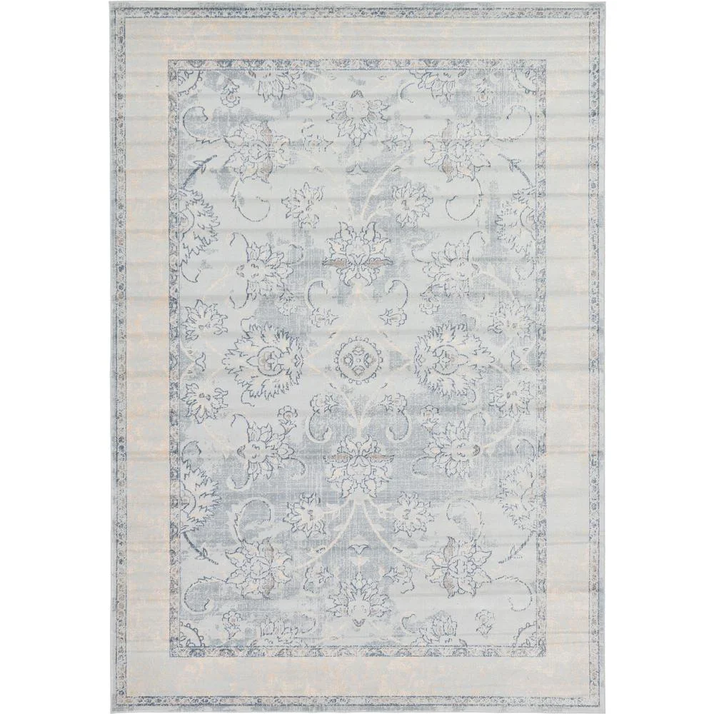 Unique Loom Hickory Paris Rug Light Blue/Beige 7' 1