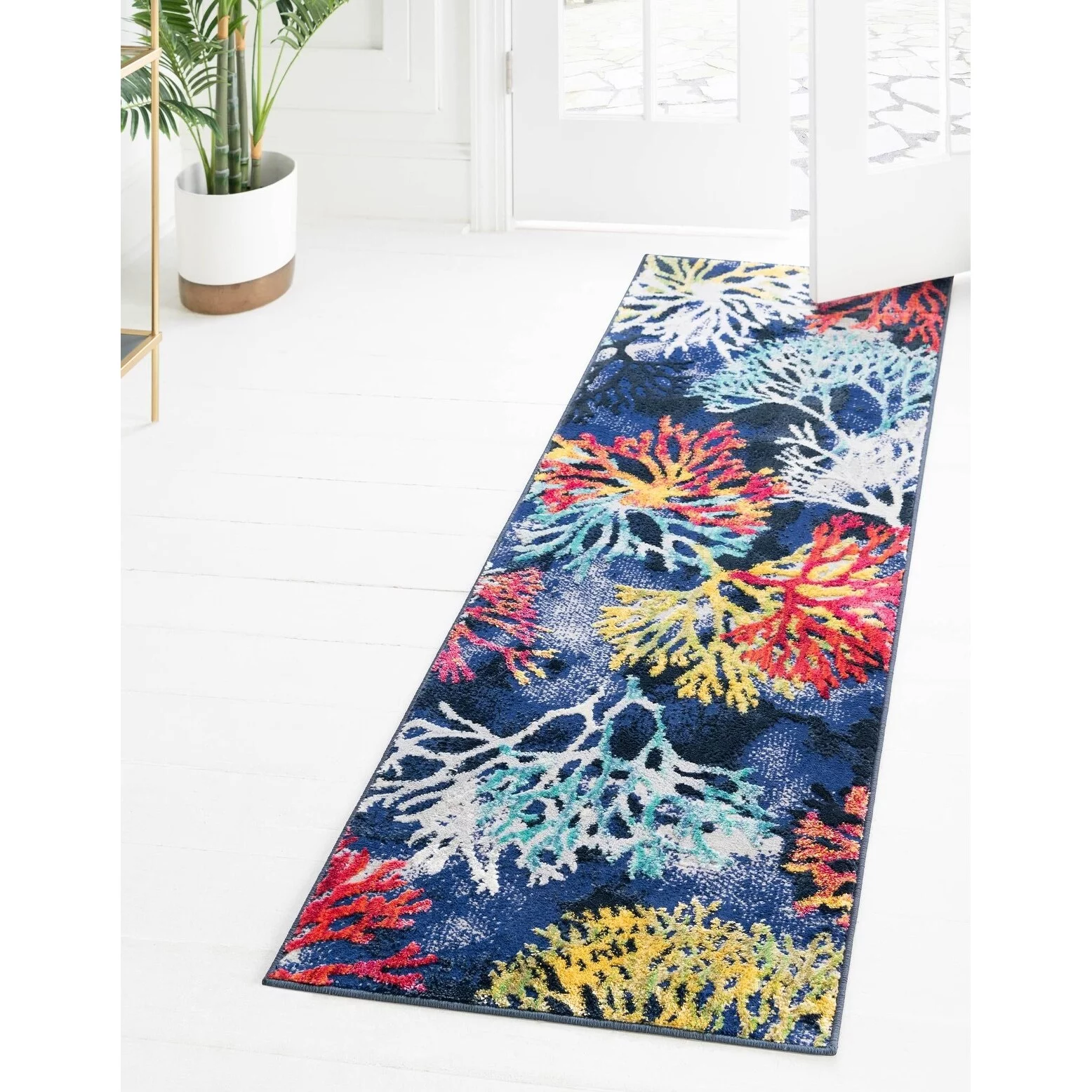Country & Floral Pledouis Collection Area Rug 2'x8' - Multi-Blue