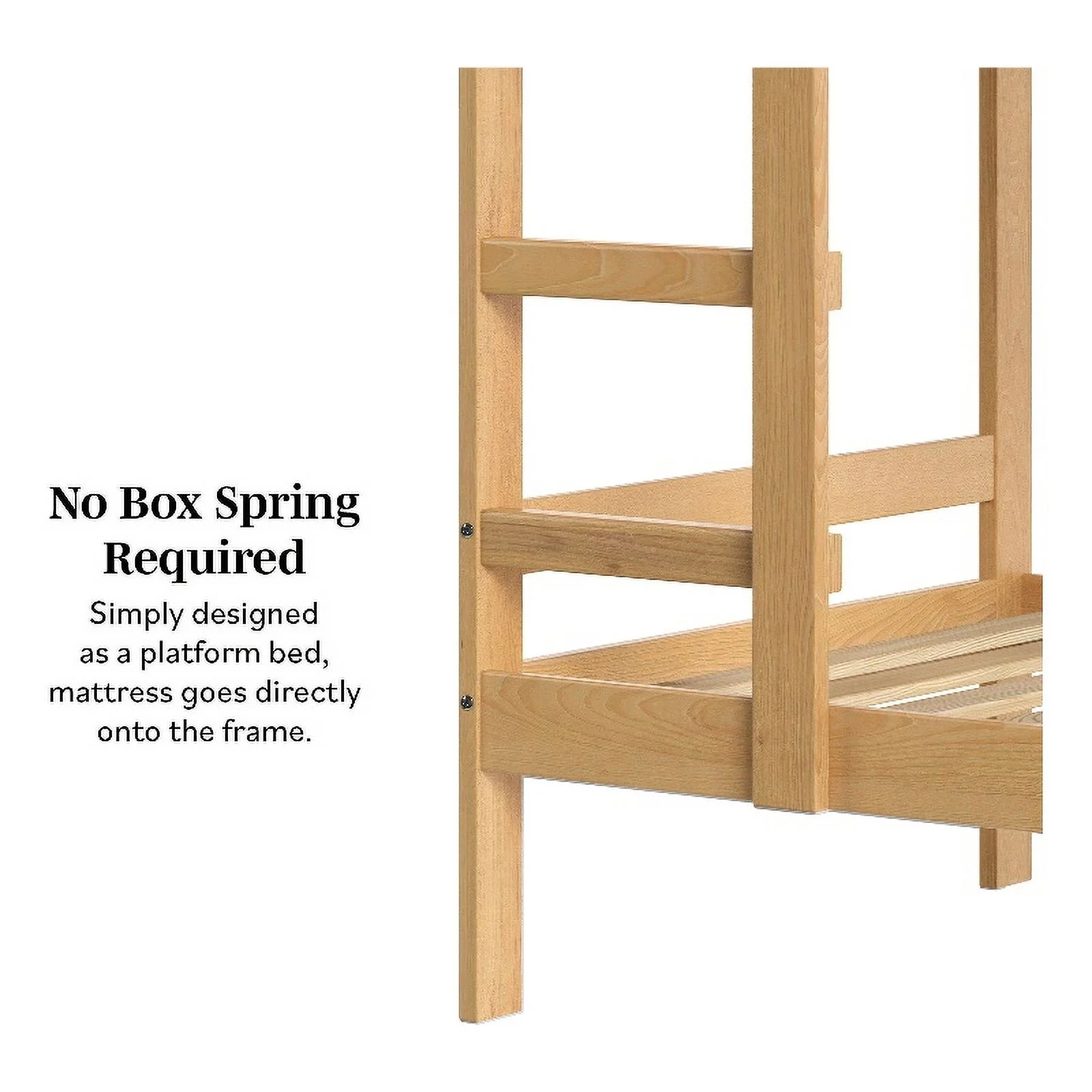 Pemberly Row Twin Over Twin Simple Solid Wood Bunk Bed - Natural Pine