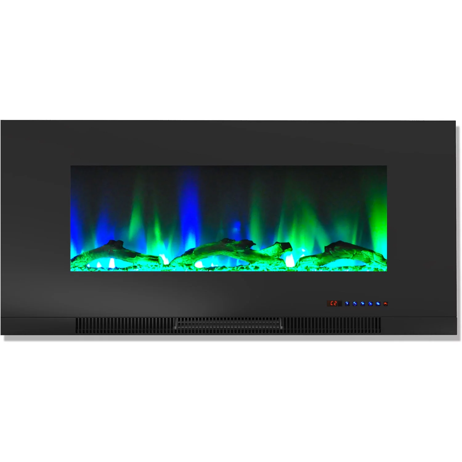 Cambridge Somerset 70-In. Mahogany Electric Fireplace TV Stand with Multi-Color LED Flames, Driftwood Log Display, and Remote Control