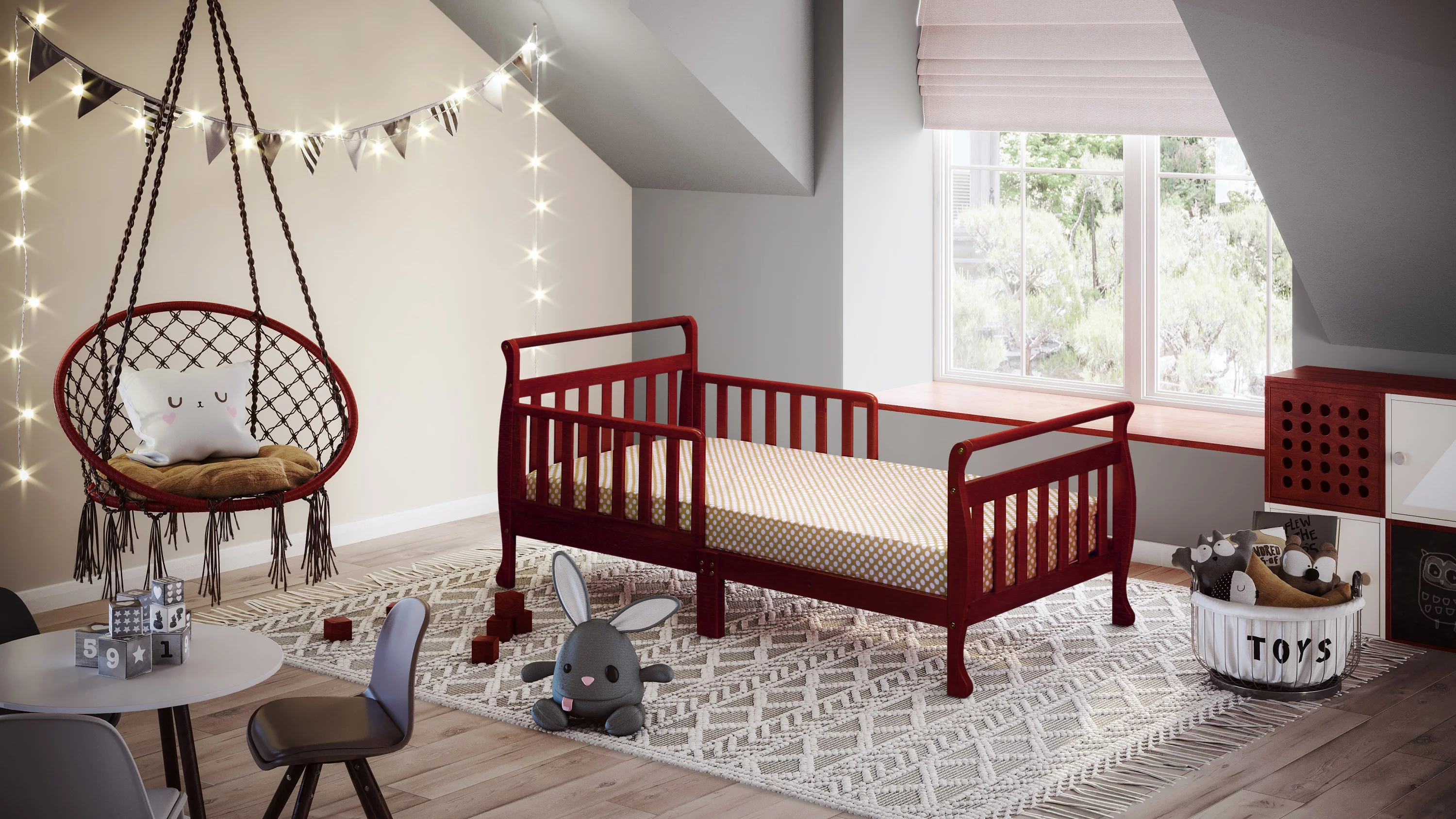 Athena Classic Sleigh Toddler Bed, Cherry