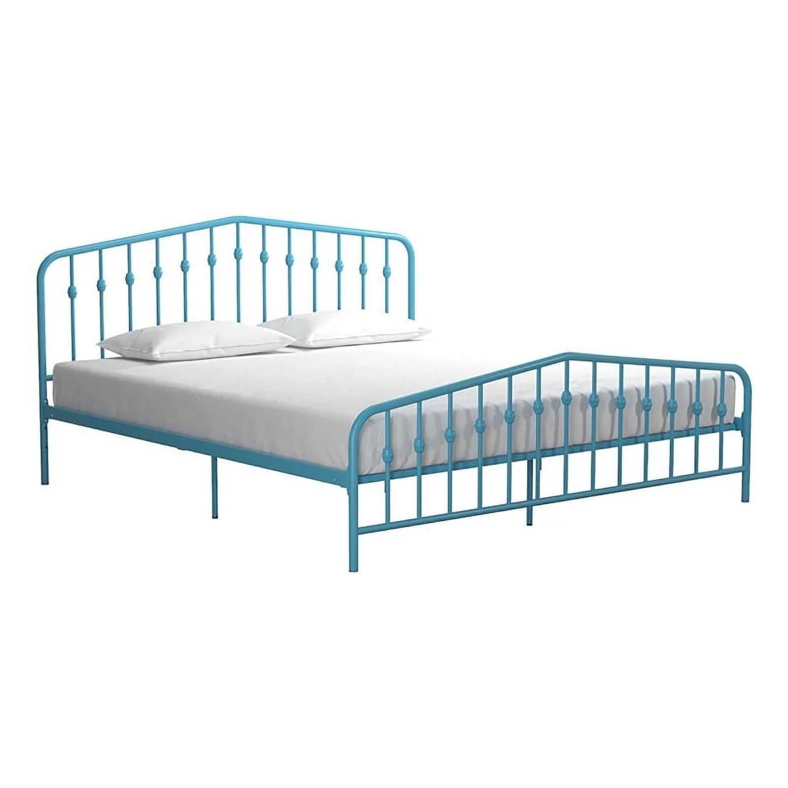 Bowery Hill Industrial Adjustable Height Metal King Bed in Sea Blue