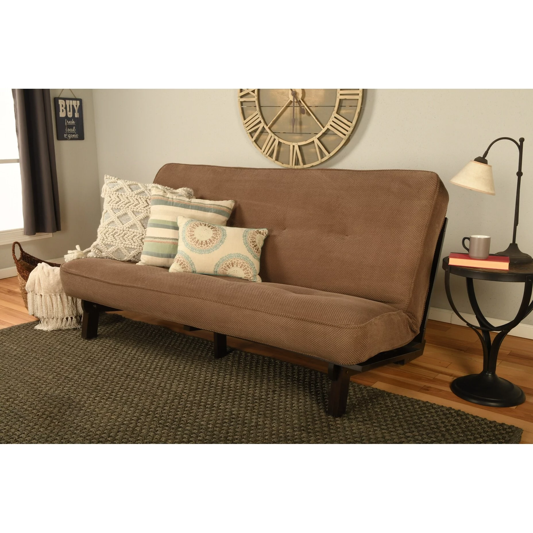 Kodiak Furniture Carson Wood Futon in Java Finish w/Mocha Brown Mattress