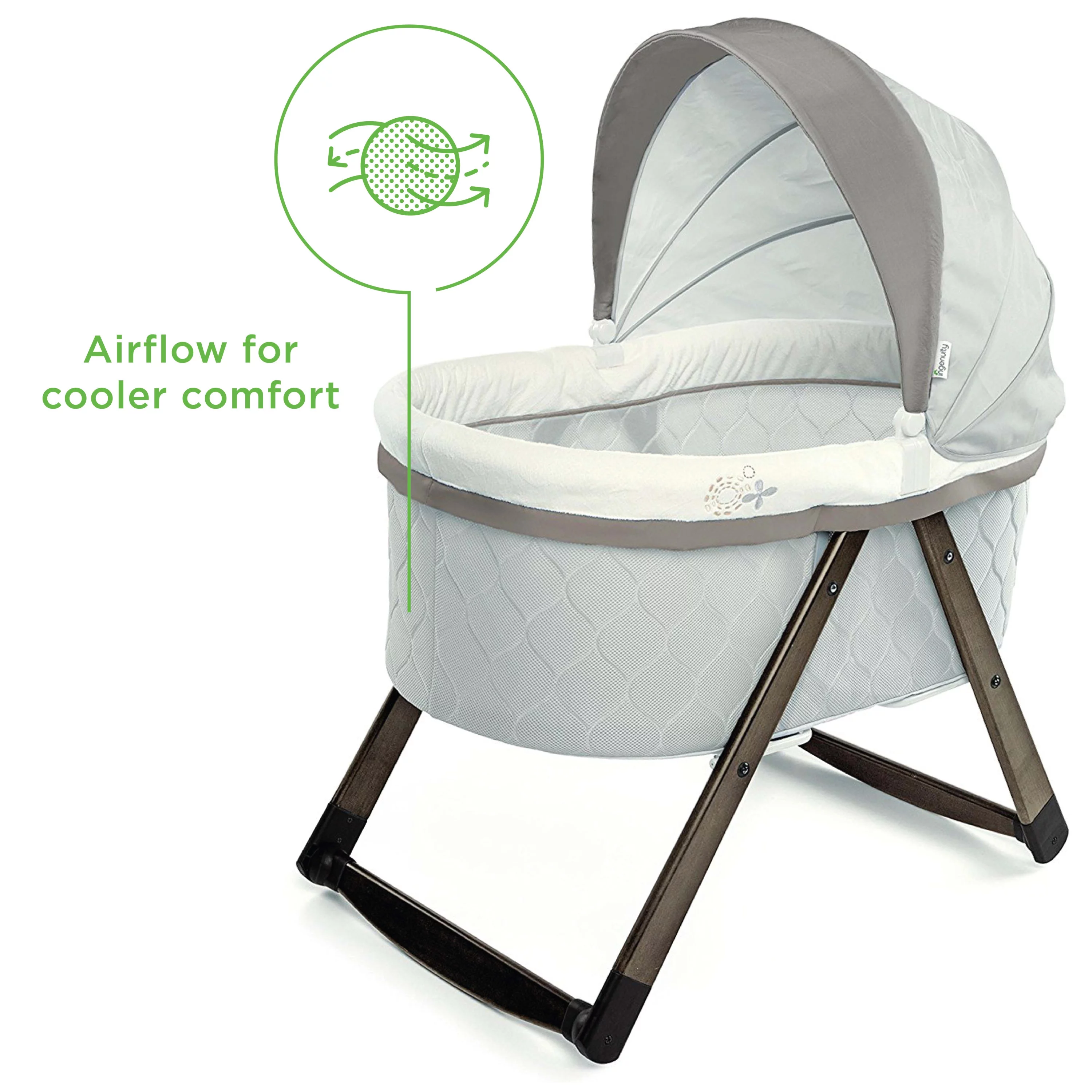 Ingenuity DreamComfort FoldAway Rocking Portable Wood Bassinet - Carrington