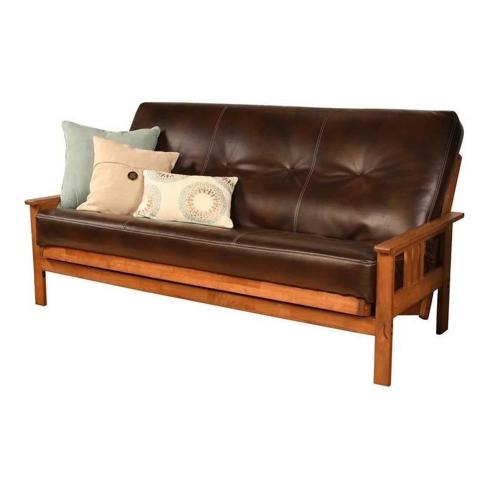 Home Square 2 Piece Full-size Faux Leather Futon Mattress Set in Java Brown