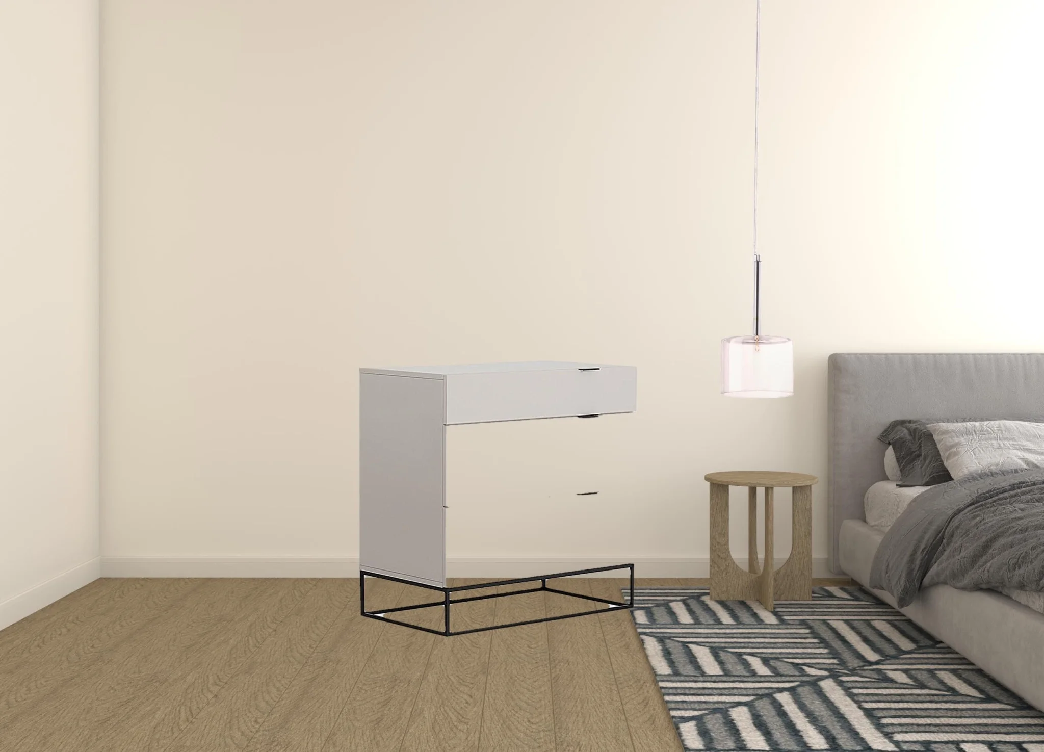 HomeRoots  32 in. Grey Manufactured Wood Three Drawer Standard Chest