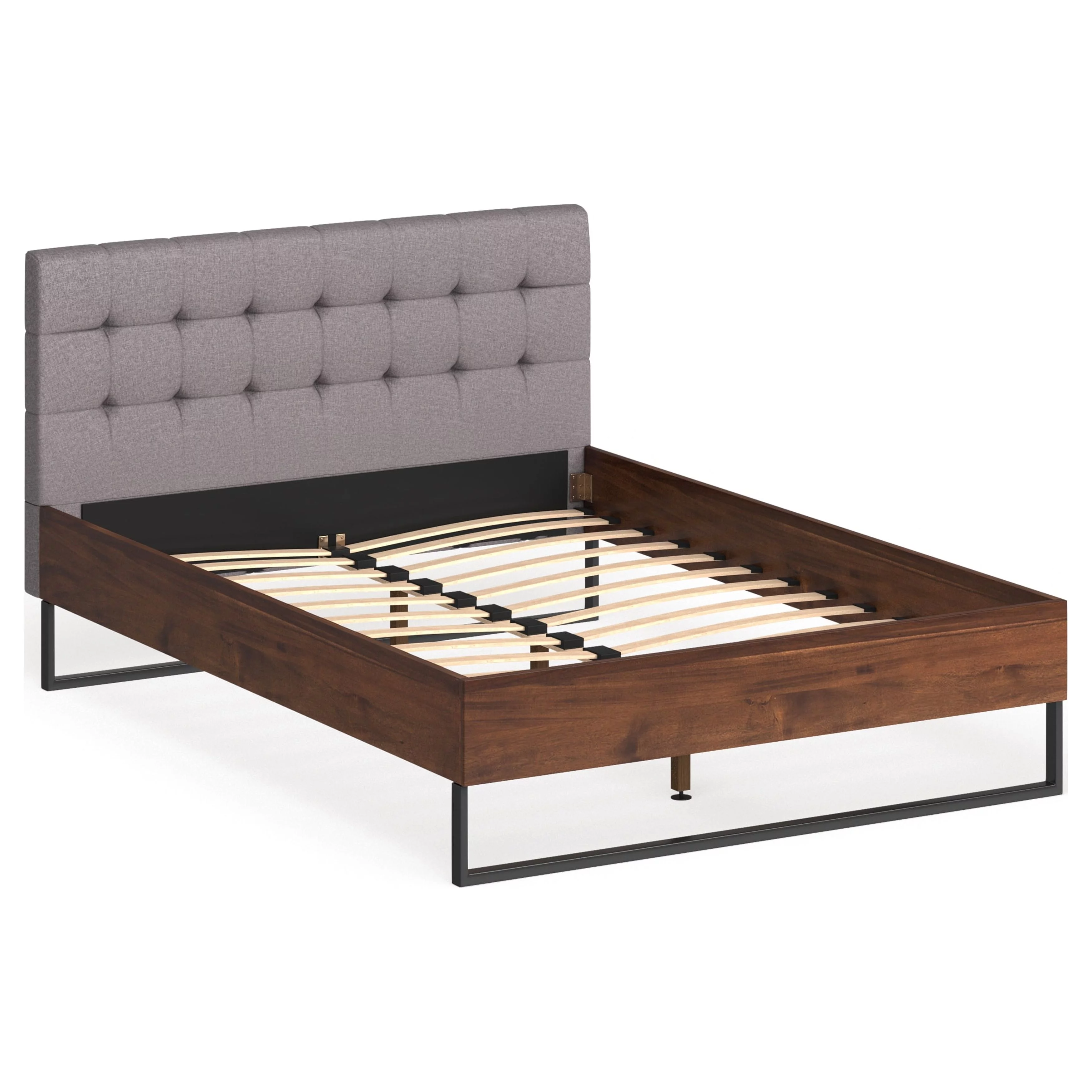 Baxton Studio Industrial Mixed Material Platform Bed with Headboard by  Black King