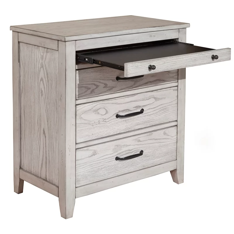 Home Square 3 Piece Set with Nightstand & King Headboard in Weathered Light Gray