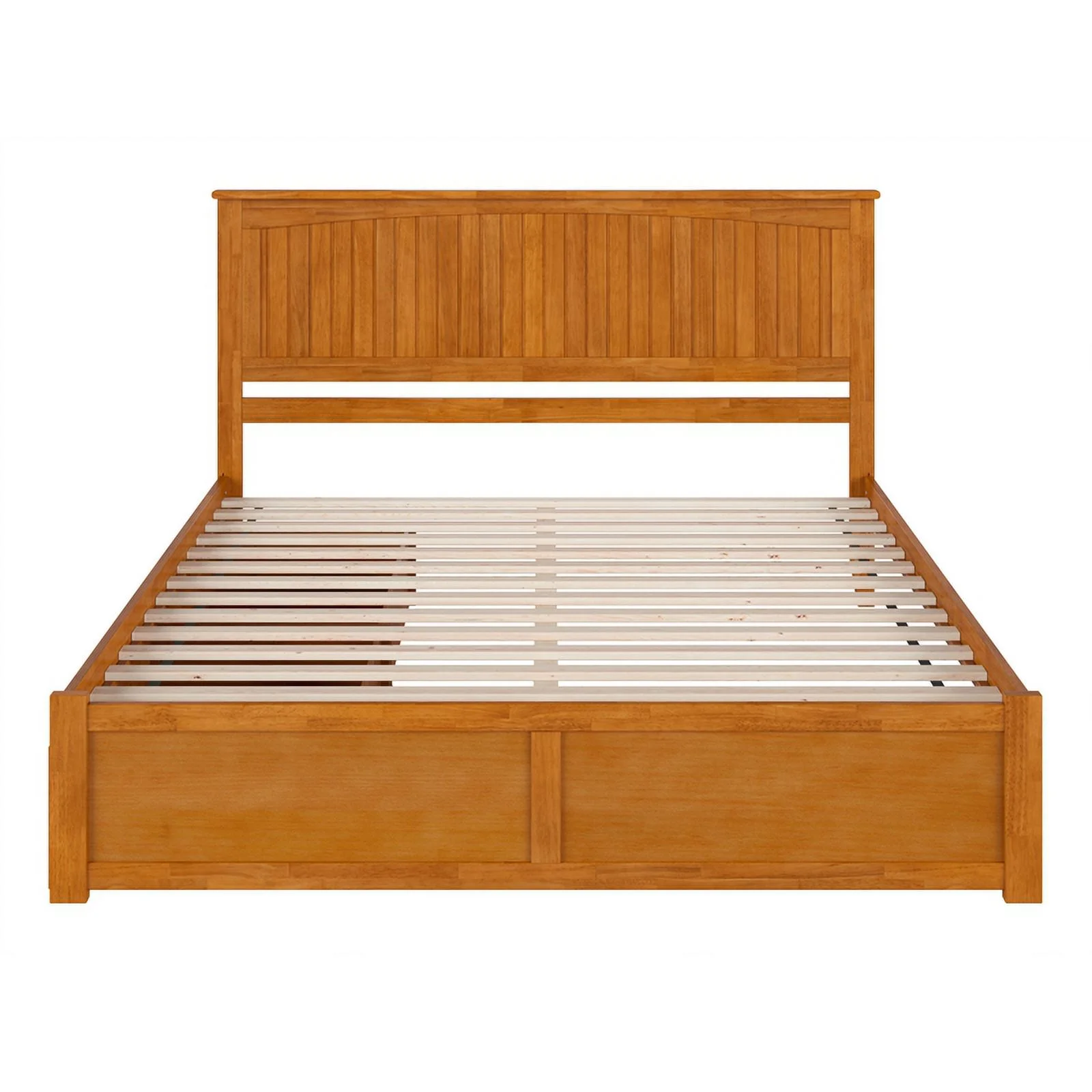 Nantucket King Wood Platform Bed with Footboard and Drawers in Light Toffee