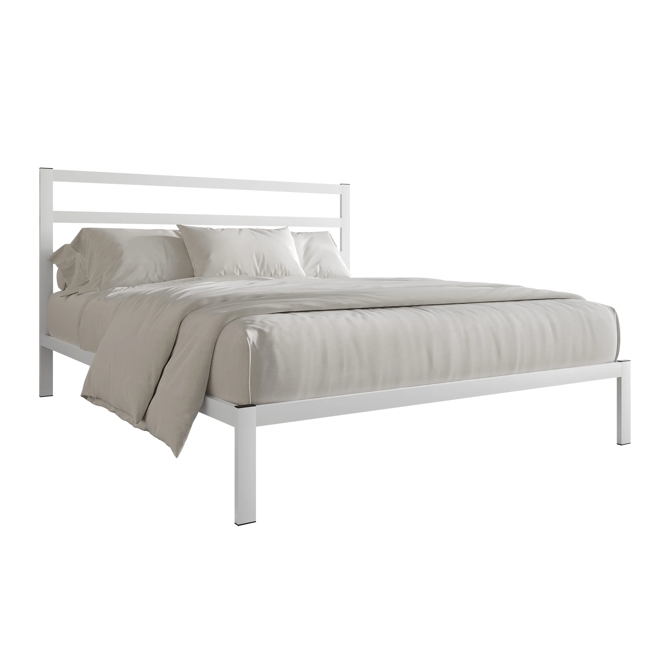 Castle Place Classic Twin Size Metal Platform Bed, White