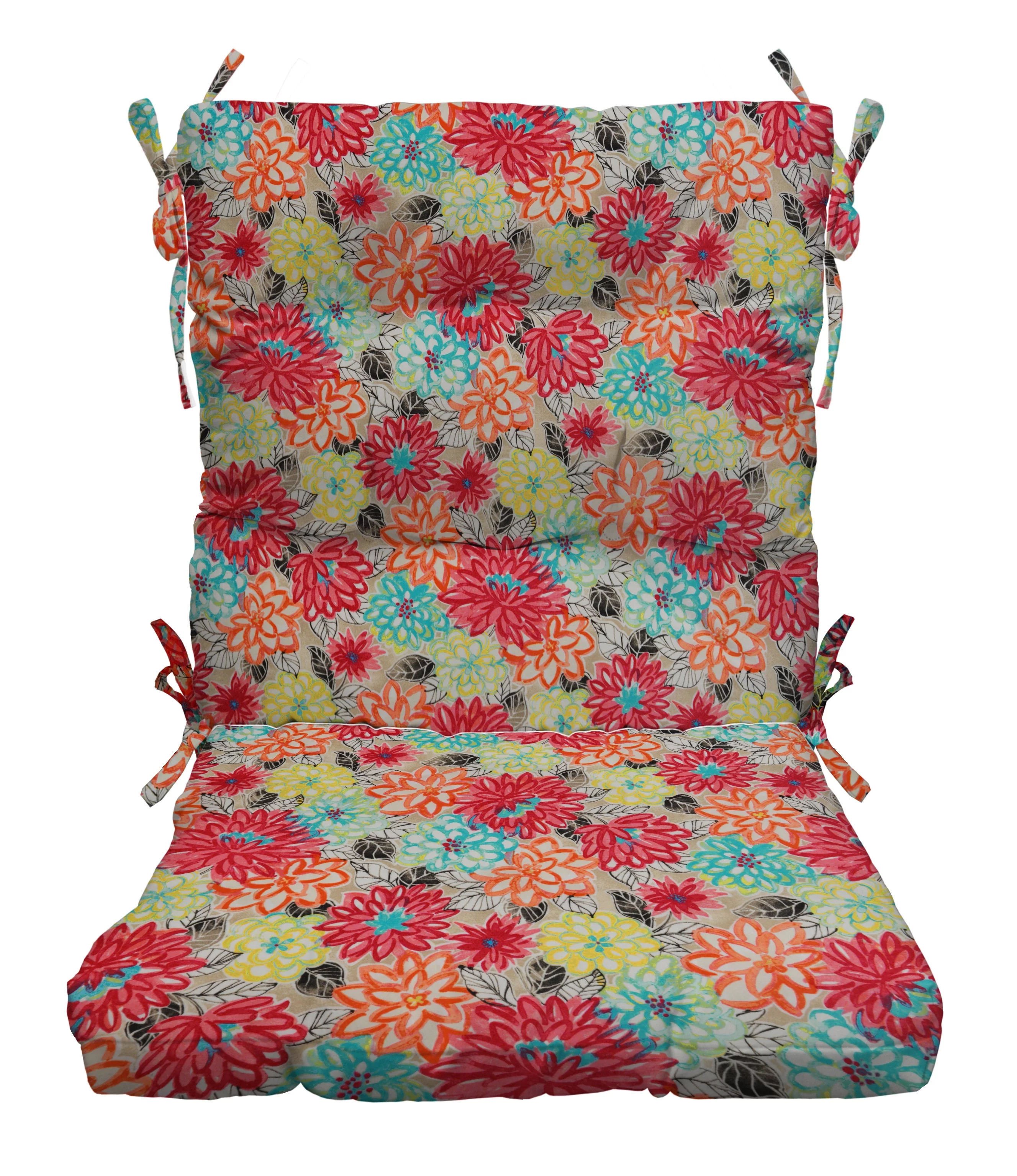 RSH Décor Indoor Outdoor Tufted Mid Back Chair Cushion, Artistic Floral