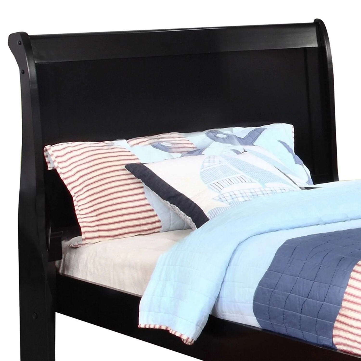 Traditional Style Wooden Twin Size Sleigh Bed Black