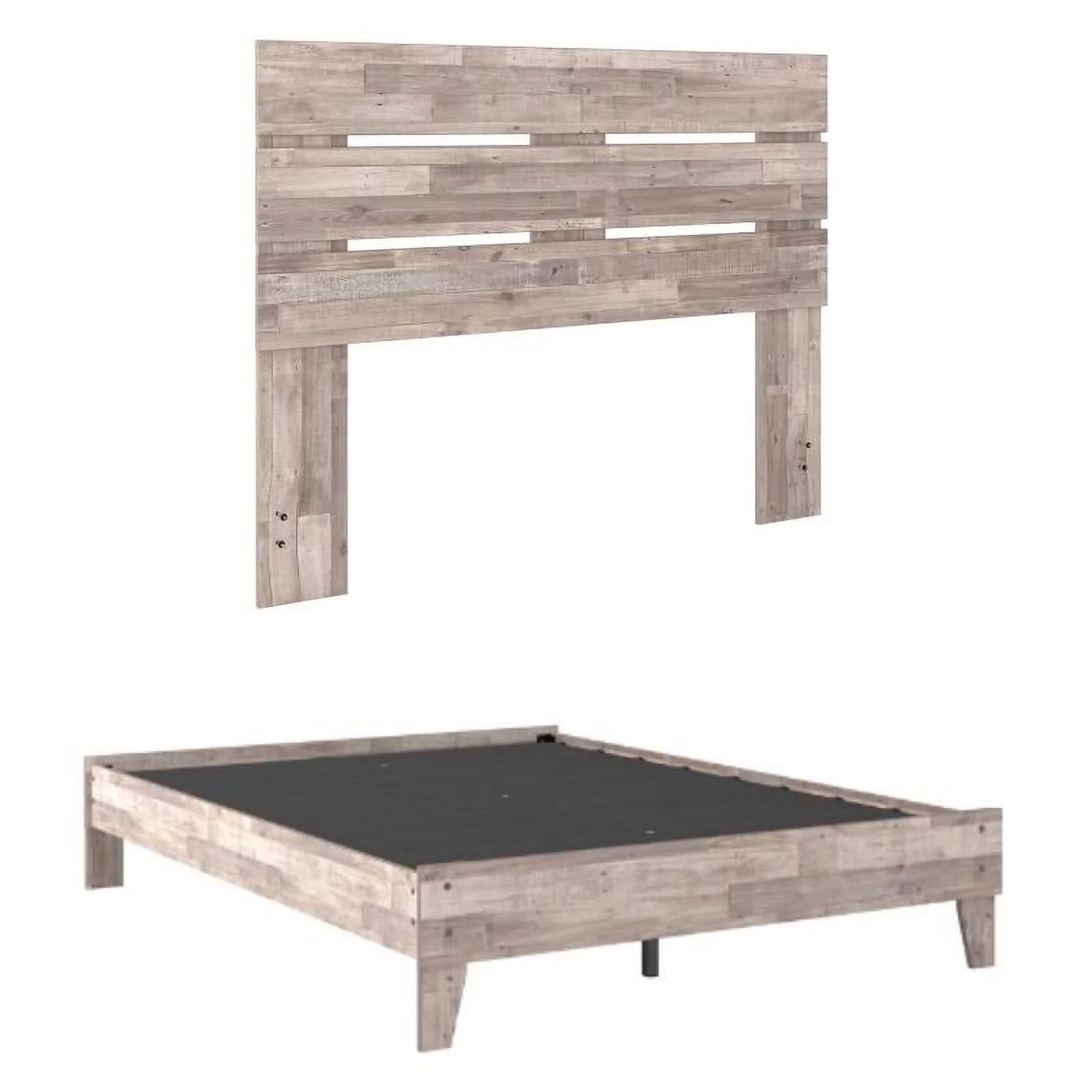 Home Square 2-Piece Set with Headboard & Queen Platform Bed in Whitewash
