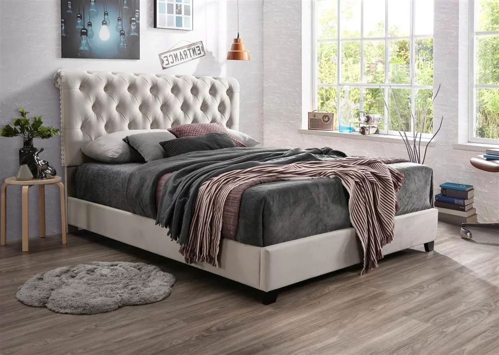 Scalloped Platform Bed in Champagne Finish (King: 84 in. L x 80 in. W x 56 in. H (86 lbs.))