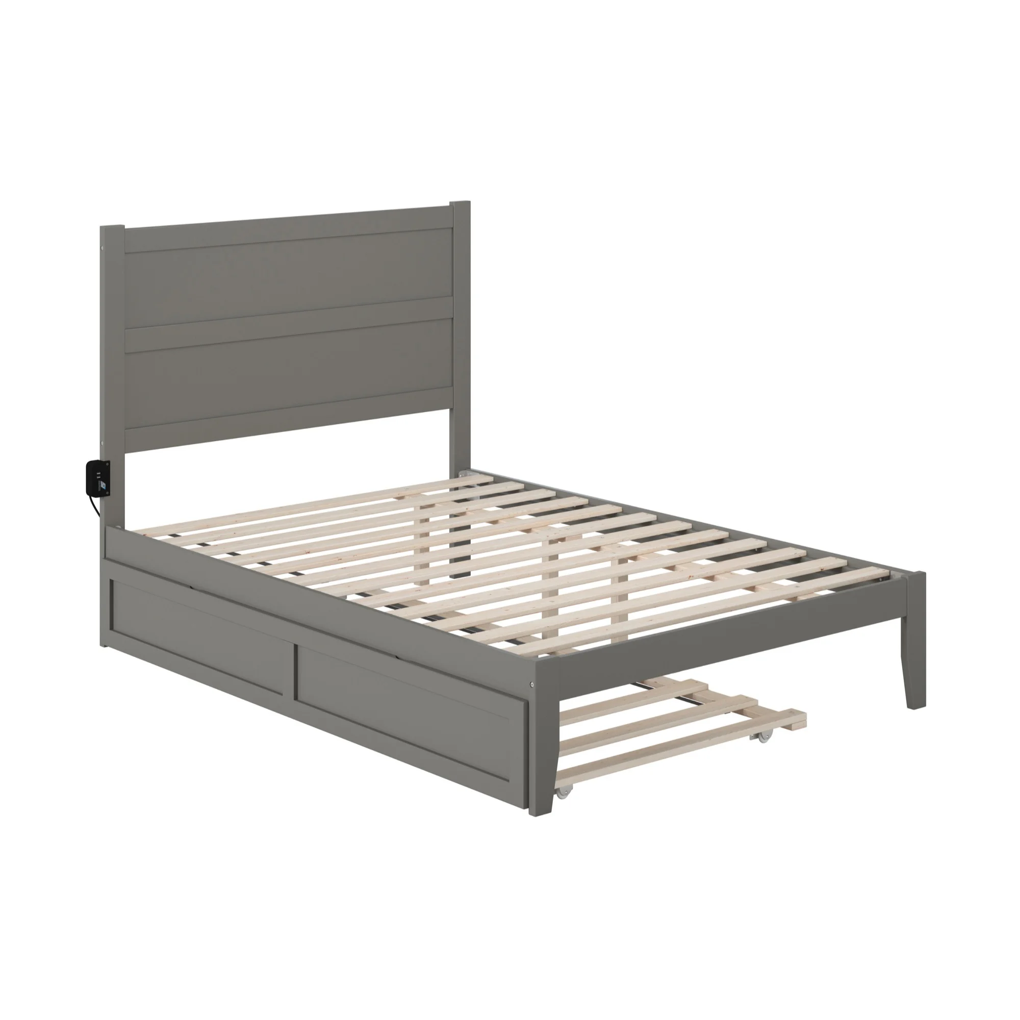 AFI NoHo Farmhouse Wood Full Bed with Twin Trundle in Gray
