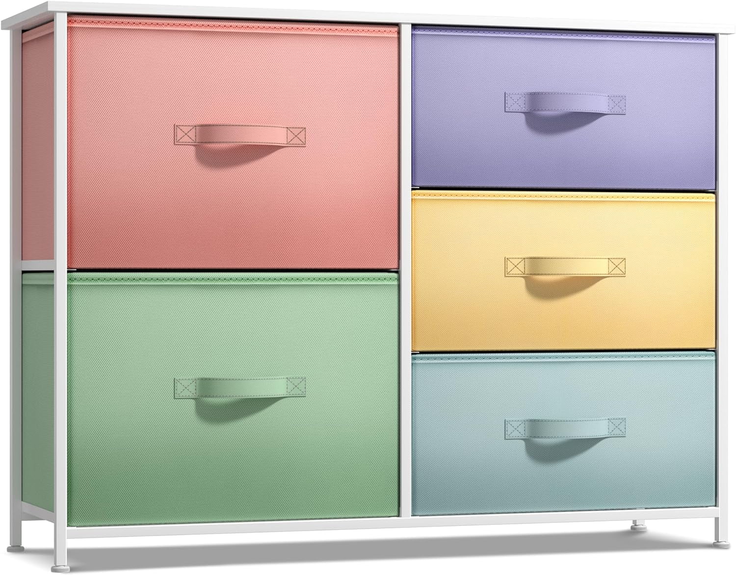 Sorbus Kids Dresser: 5-Drawer Storage Chest, for Kids Bedroom, and Nursery (Multi Pastel Colors)