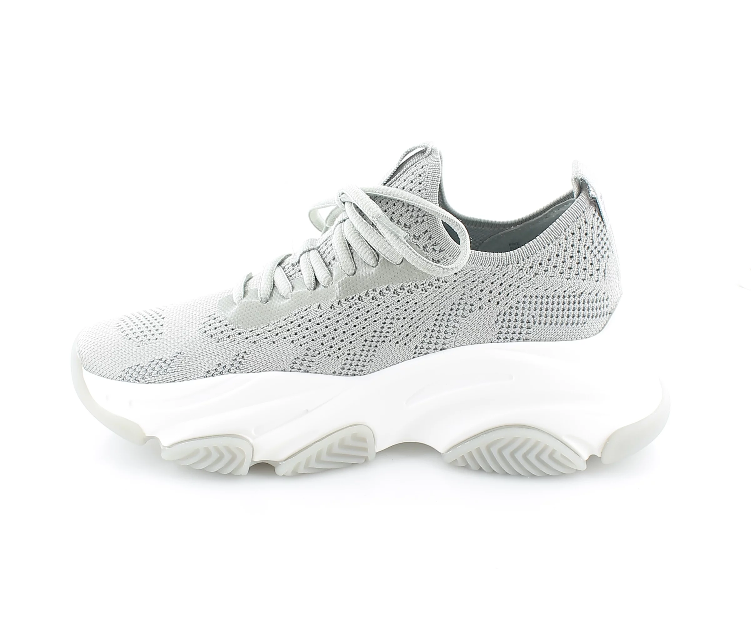 Steve Madden Pike Grey Lace Up Stretchy Mesh Upper Lace Up Low Top Sneakers (Grey, 8.5)