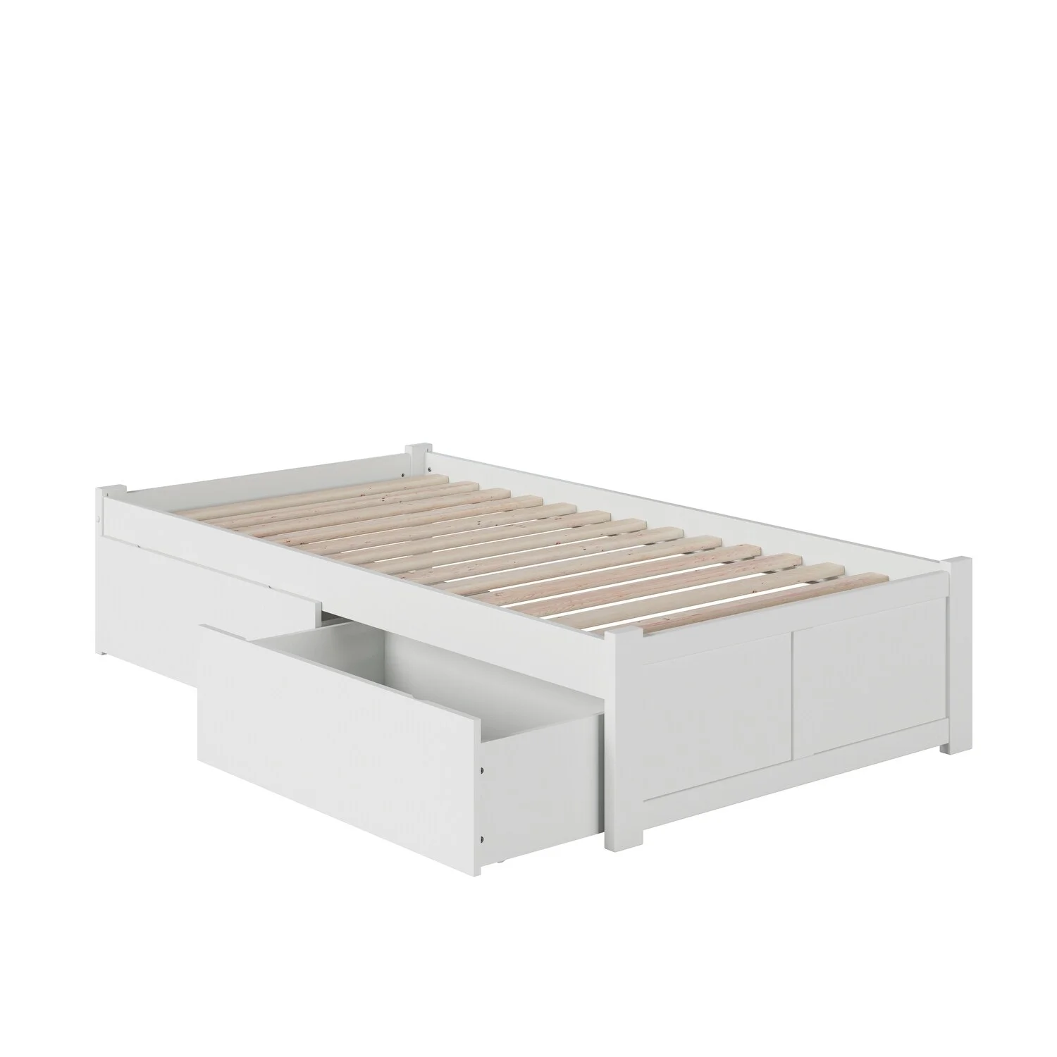 AFI Concord Twin XL Platform Bed with Footboard and 2 Bed Drawers in White