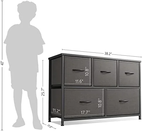 RUNFAYBIU Dresser  5-2 Drawer Chest- DI (Brown  Small)