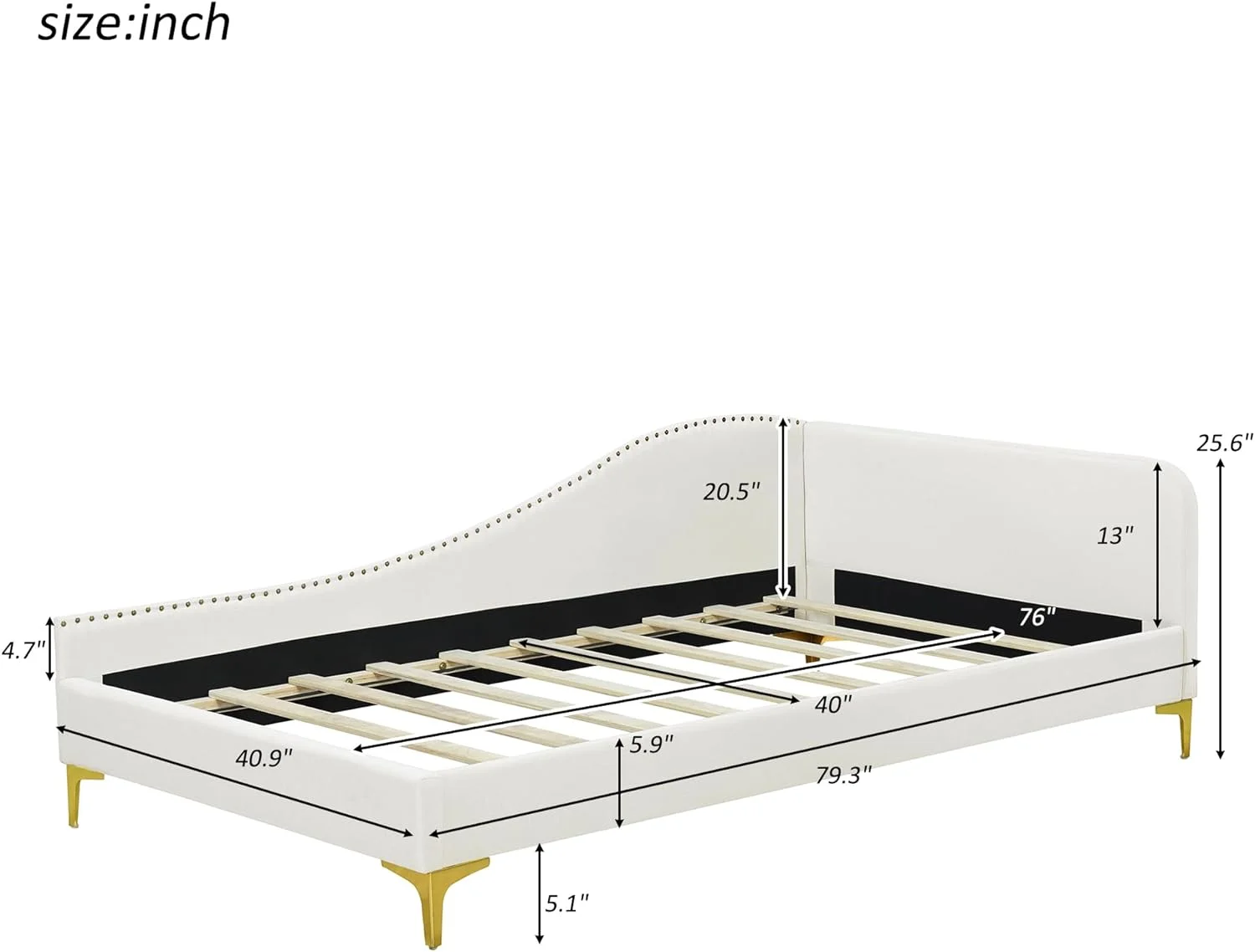 Twin Size Upholstered Daybed with Headboard and Armrest,Support Legs,Suitable for Bedroom
