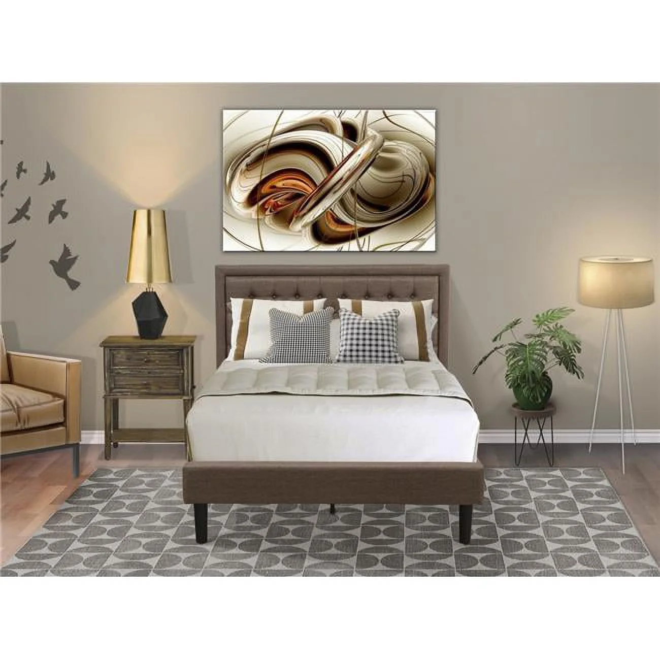 East West Furniture 2 Piece Kendall Wooden Bedroom Set - Black