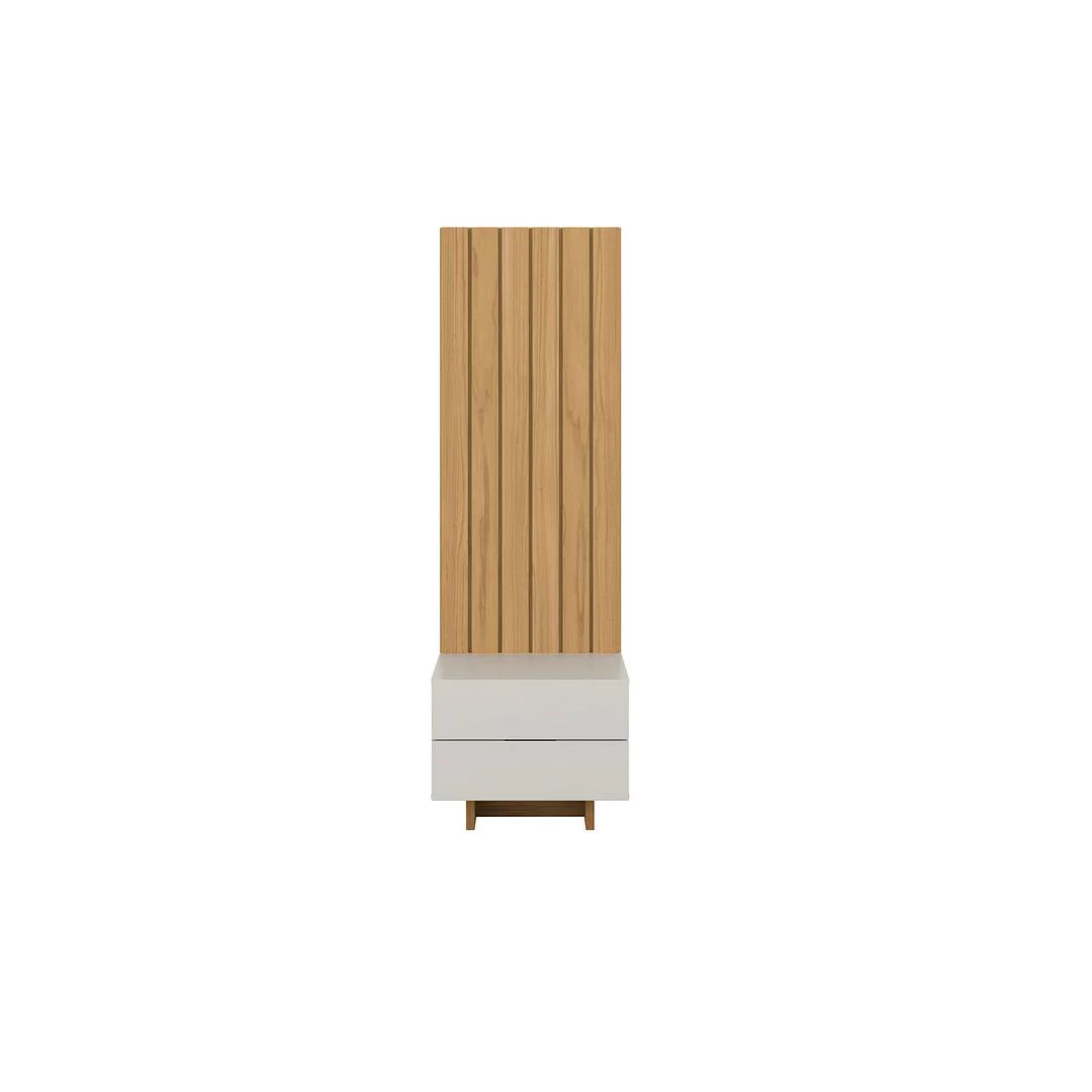 Manhattan Comfort Cornwall70.98 Tall Nightstand with 2 Full Extension Drawers in Off White and Cinnamon Light Brown