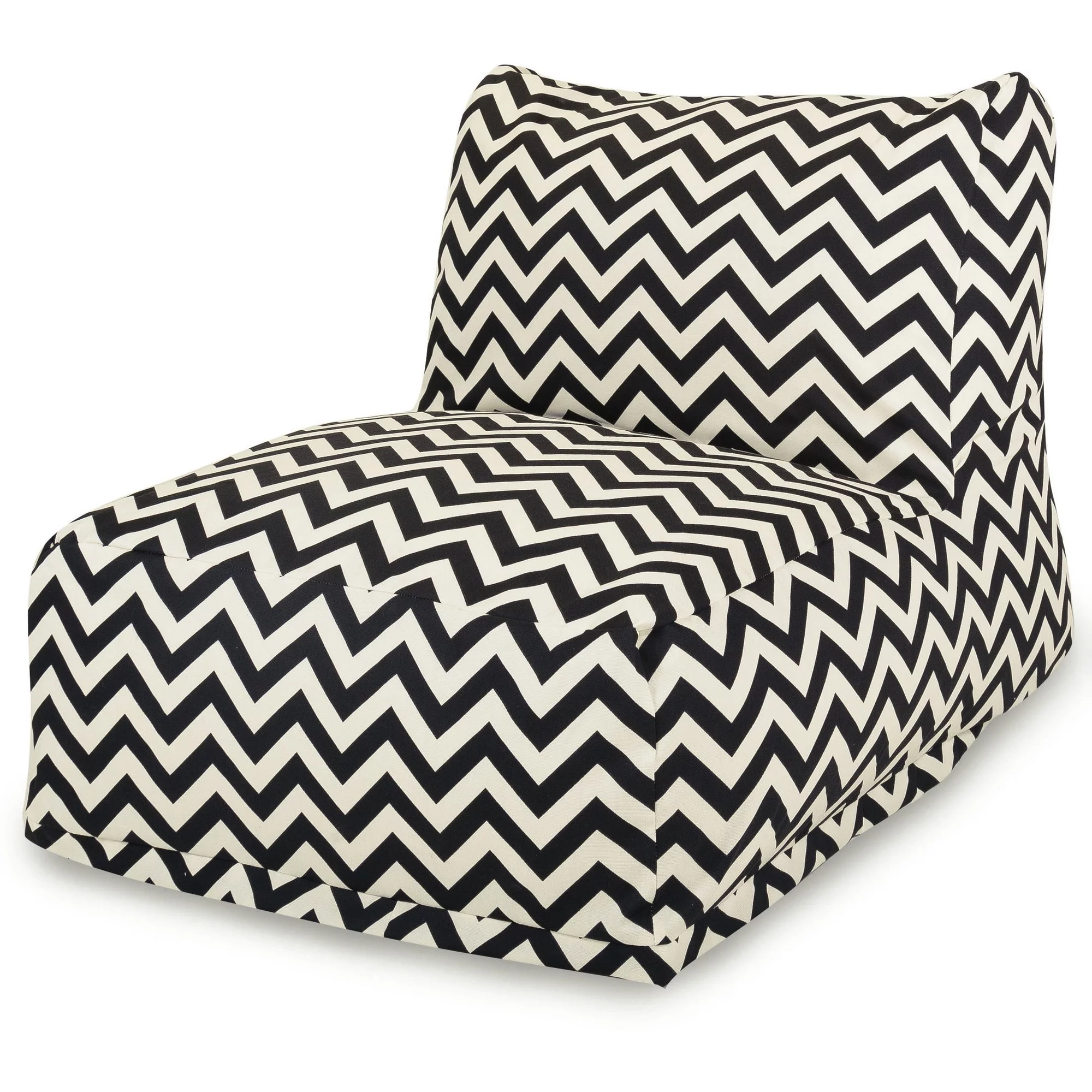 Majestic Home Goods Indoor Outdoor Black Chevron Chair Lounger Bean Bag 36 in L x 27 in W x 24 in H