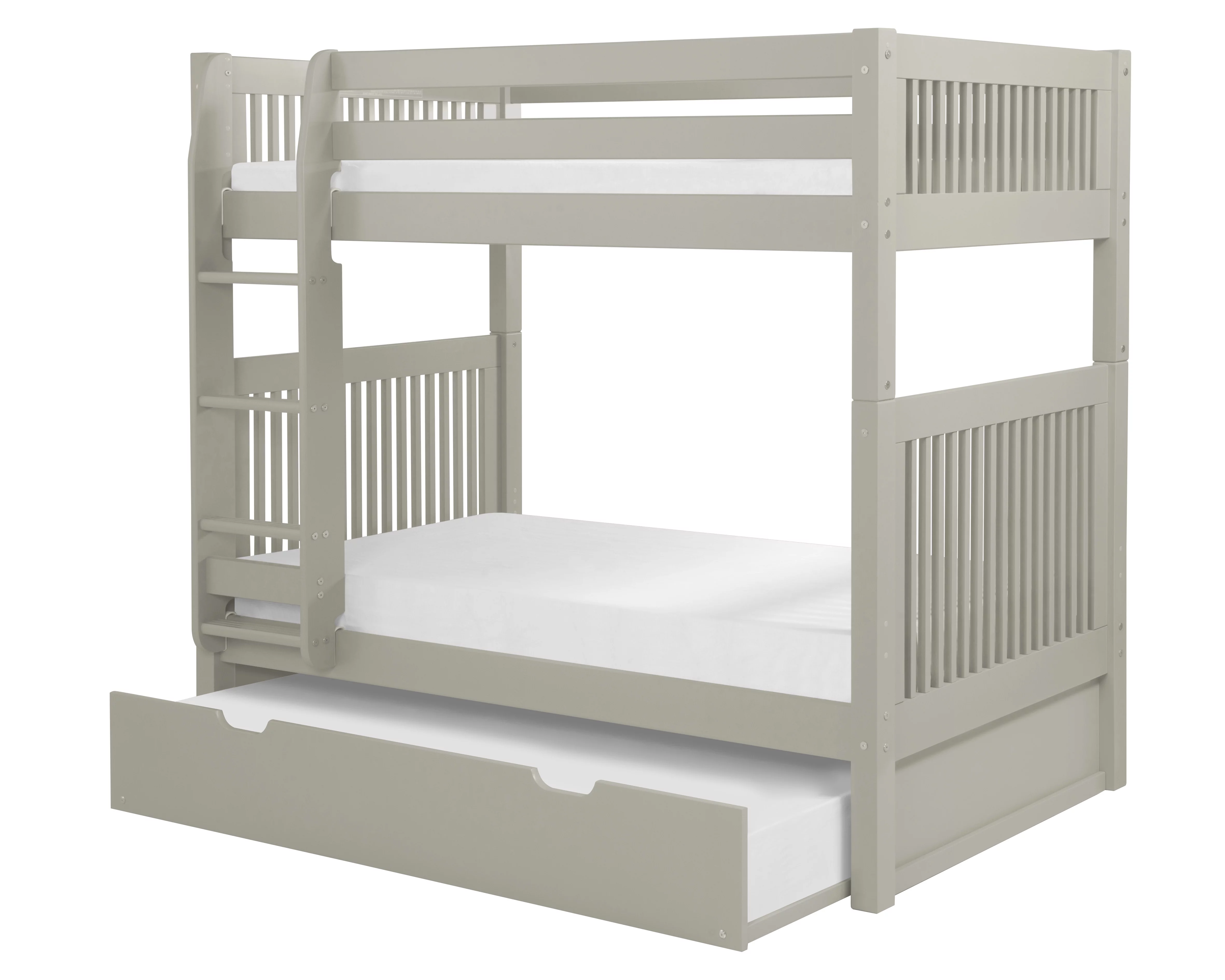 Camaflexi Twin over Twin Bunk Bed with Twin Trundle - Mission Headboard - Grey Finish