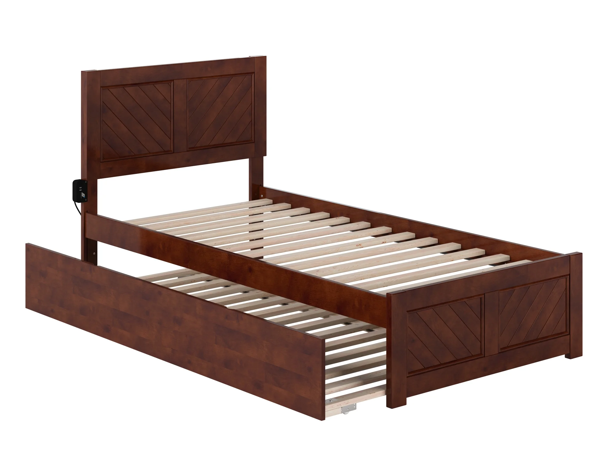 AFI Canyon Walnut Solid Wood Platform Bed with Matching Footboard & Twin XL Trundle, Twin XL