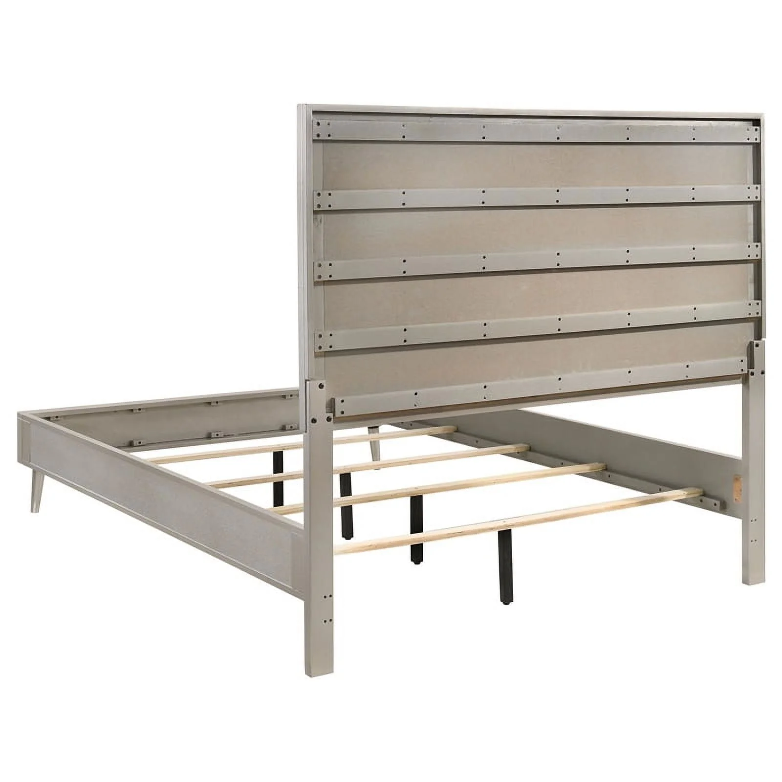 Pemberly Row Contemporary Wood Eastern King Panel Bed Metallic Silver