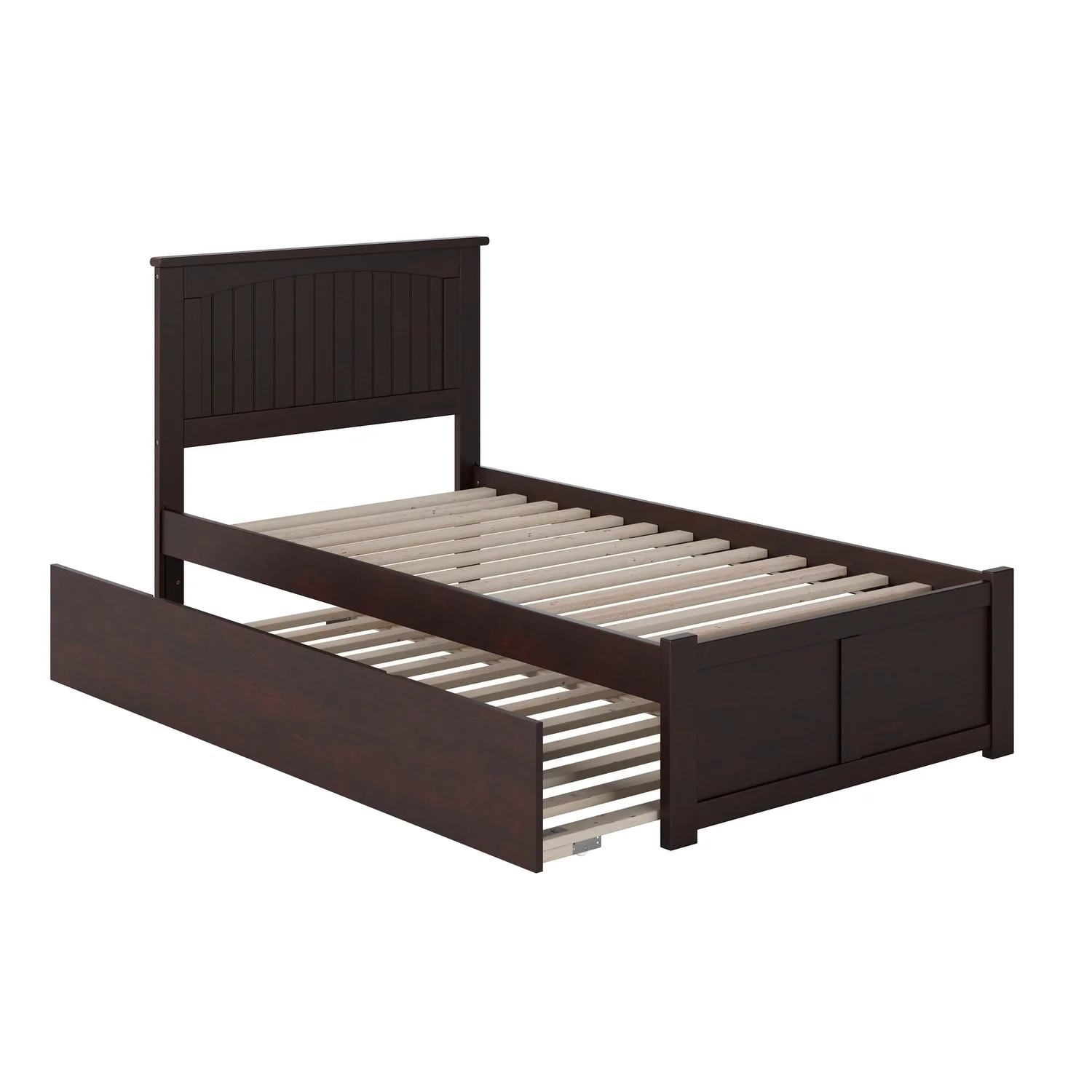 AFI  Nantucket Twin Size Platform Bed with Footboard and Twin Trundle in Espresso