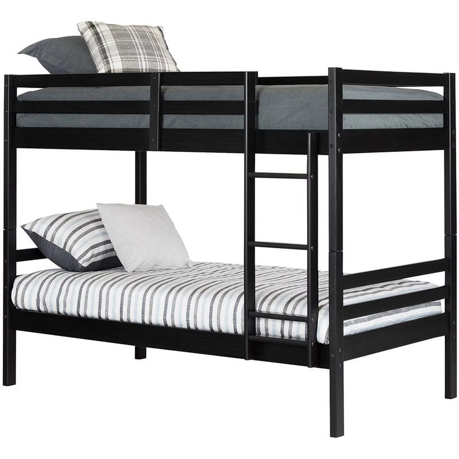 Pemberly Row Industrial Twin Over Twin Bunk Bed in Matte Black
