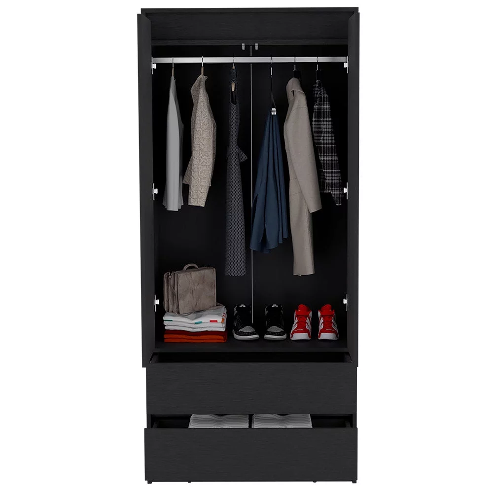 We Have Furniture Lewes 2 Piece Bedroom Set, Dresser + Armoire, Black Wengue Finish
