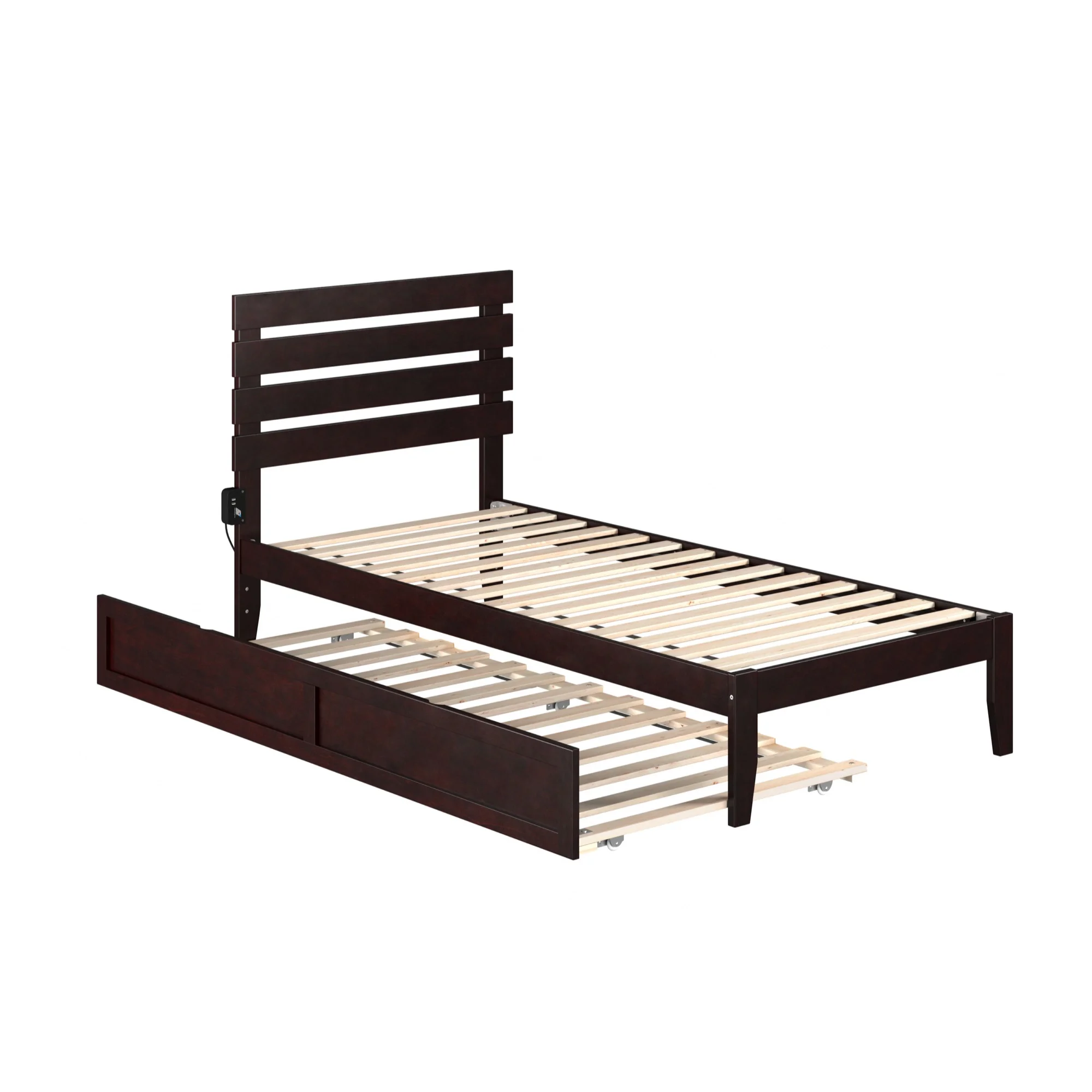 AFI Oxford Wood Twin Extra Long Bed with Trundle in Espresso