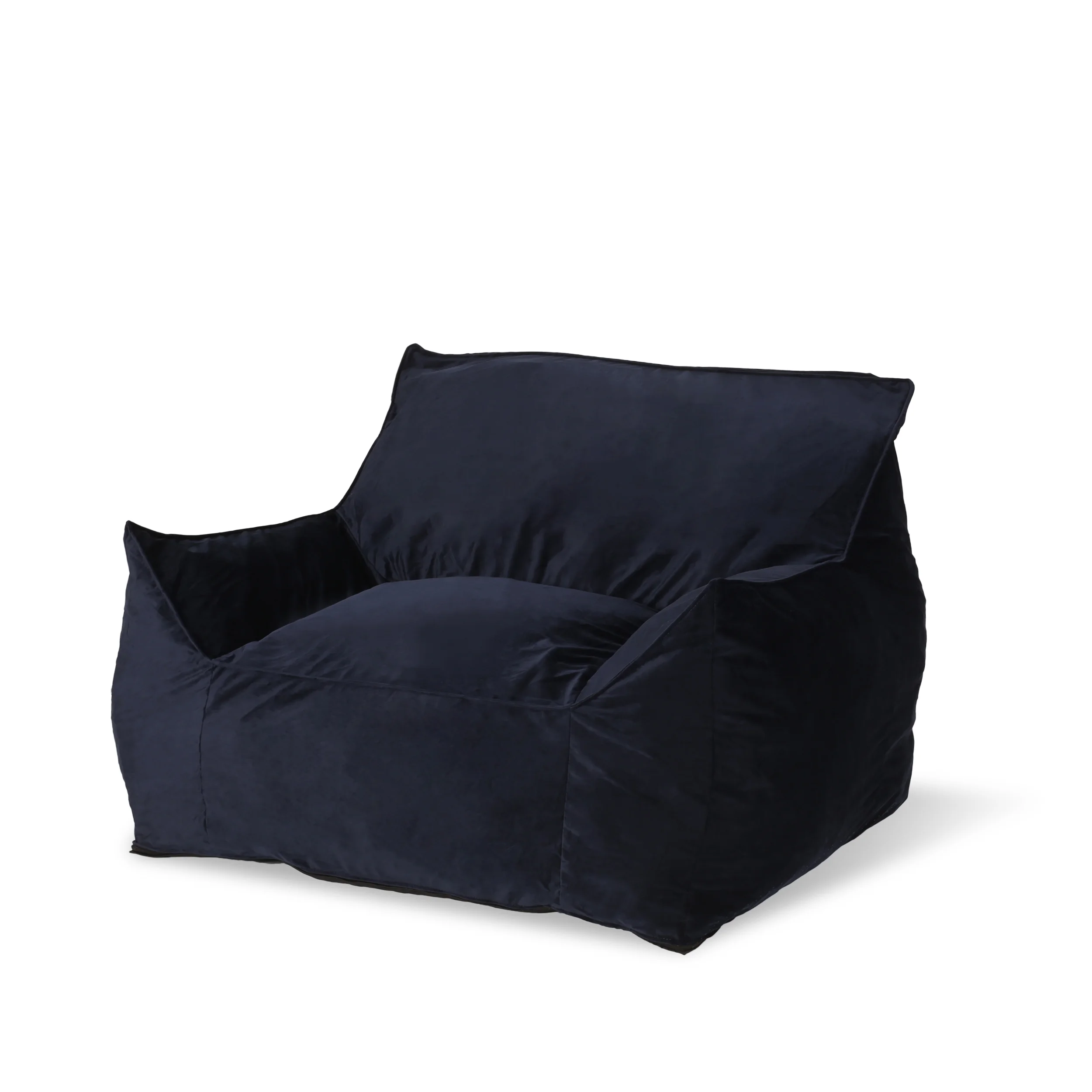 Noble House Velie Velvet Bean Bag Chair, Midnight Blue