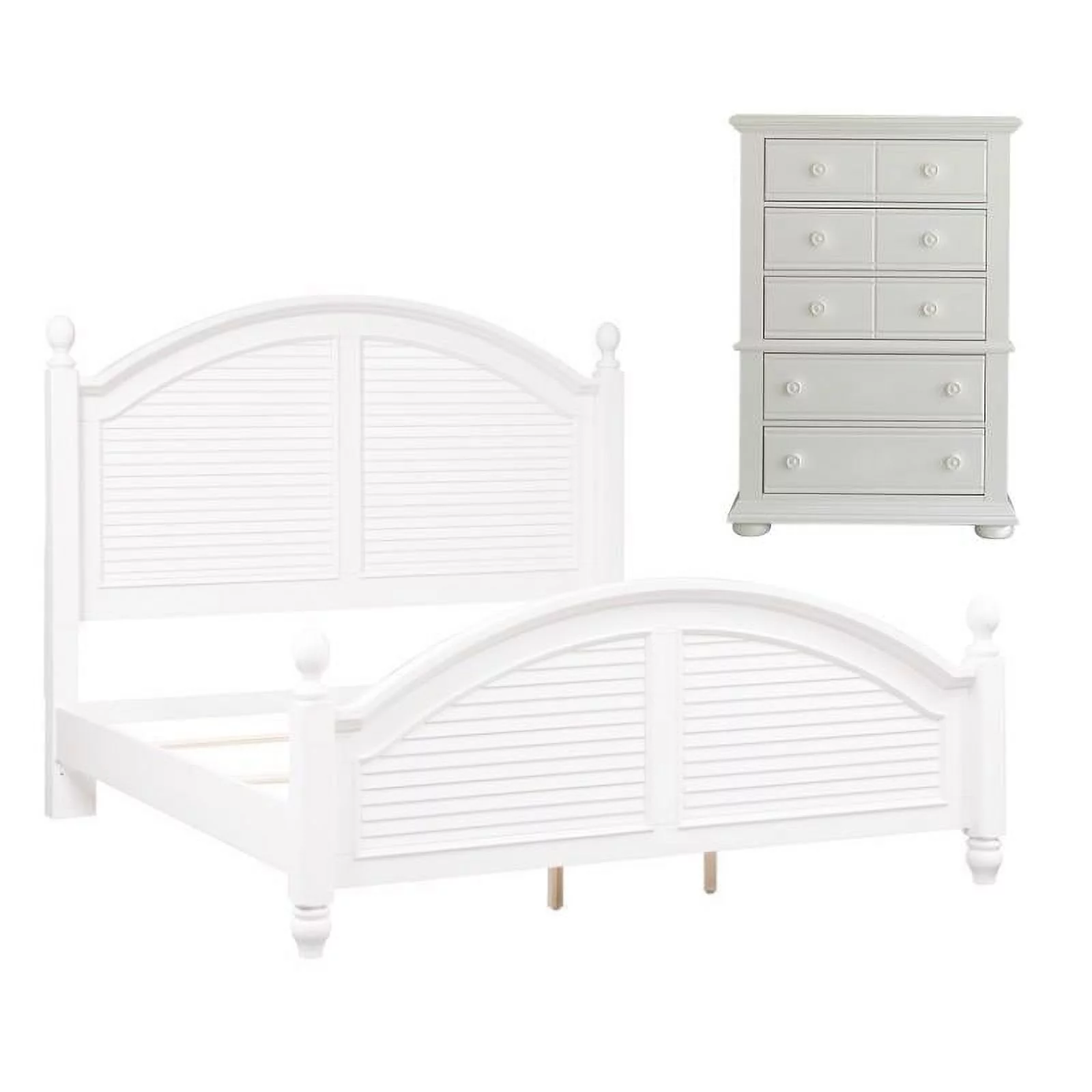 Home Square 2-Piece Set with Summer House Queen Poster Bed & 5-Drawer Chest