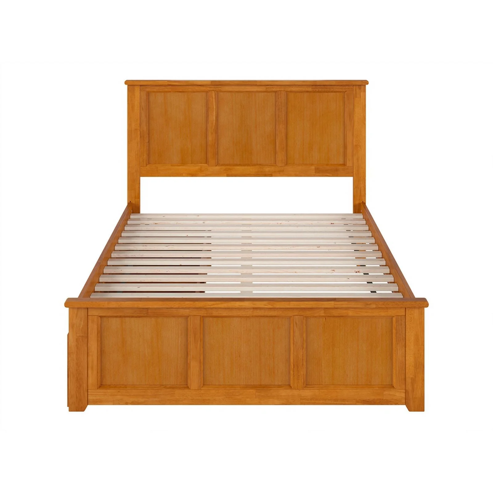 Madison Full Platform Bed with Matching Footboard and Drawers in Light Toffee