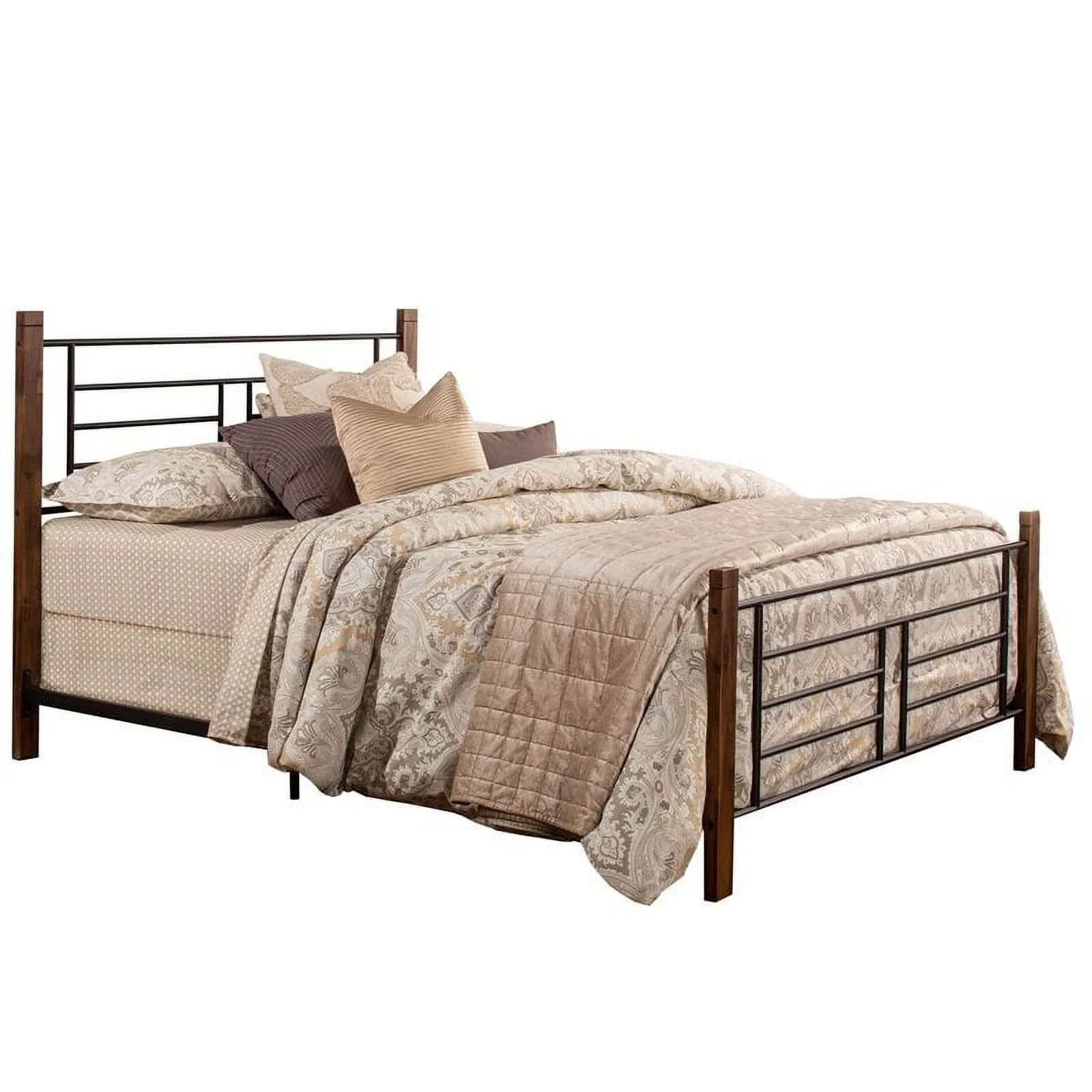 River Street Designs Raymond Textured Black Metal with Dark Weathered Wood Poster Queen Bed