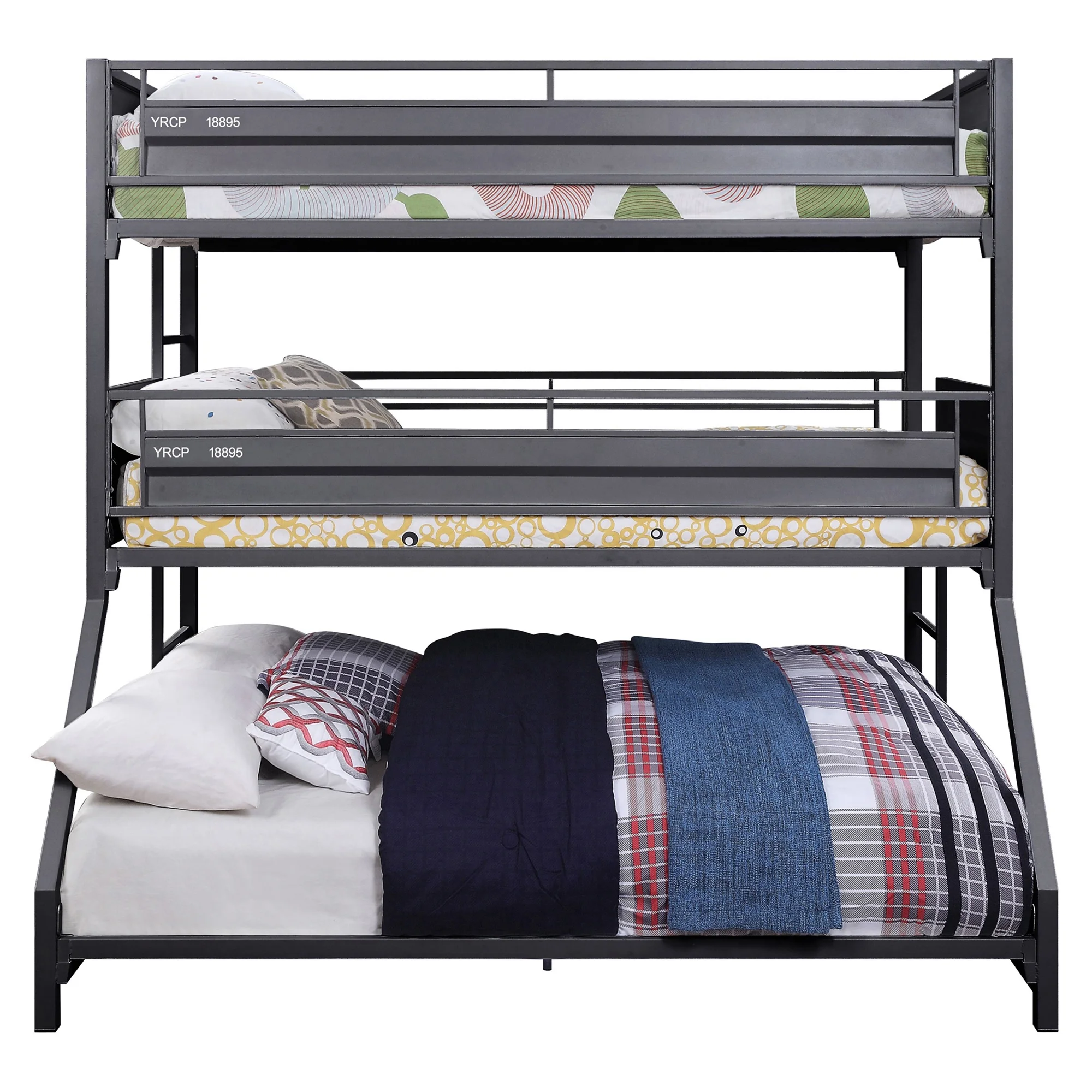 ACME Cargo Twin over Twin over Full Triple Bunk Bed in Gunmetal