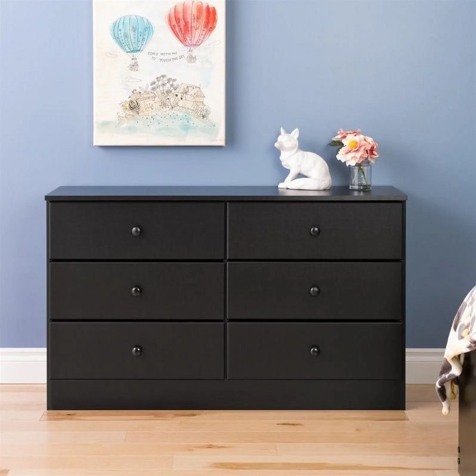 Atlin Designs 6 Drawer Double Dresser in Black