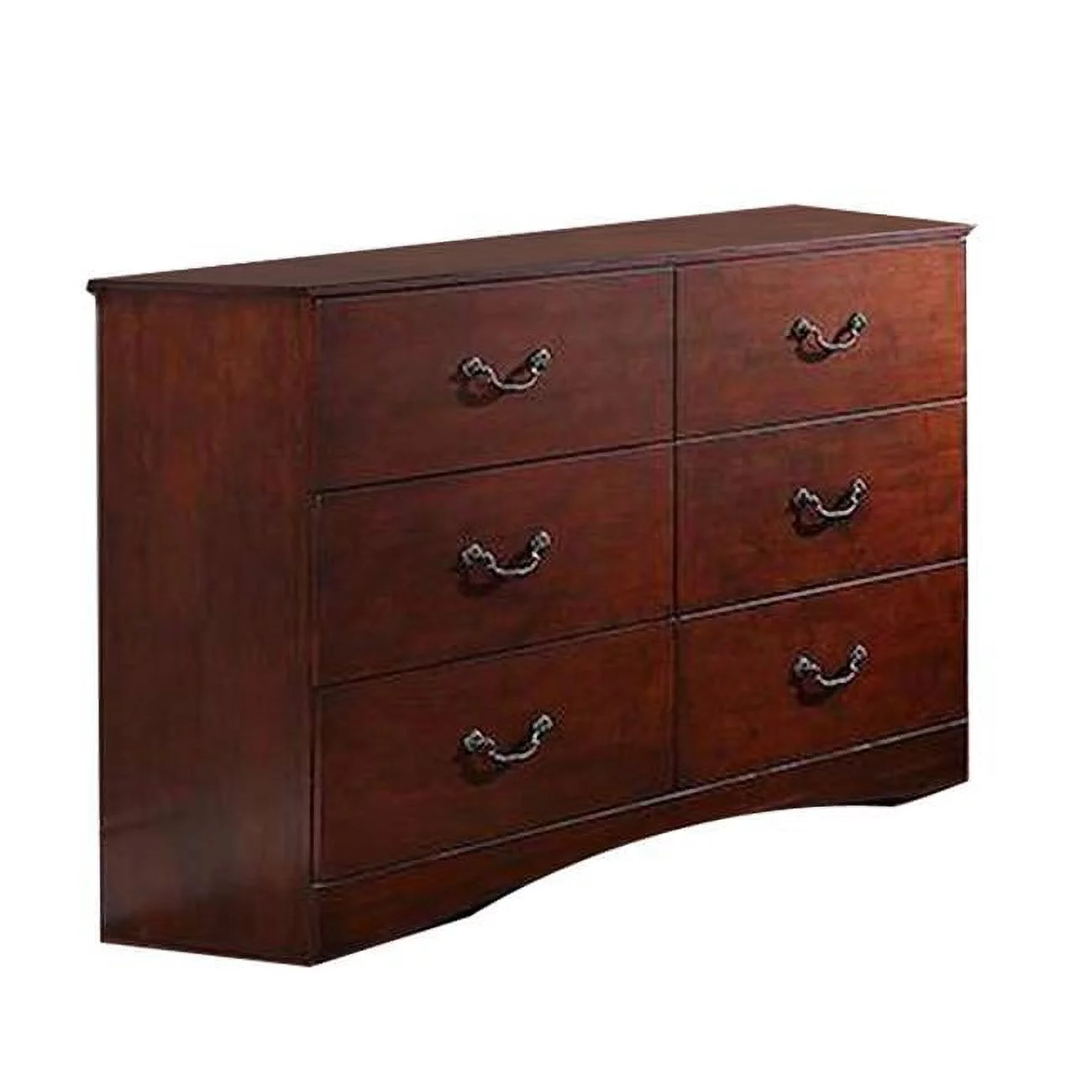 BenJara BM284309 54 in. Bran Pine Wood Grain Details 6 Drawer Dresser, Cherry Brown