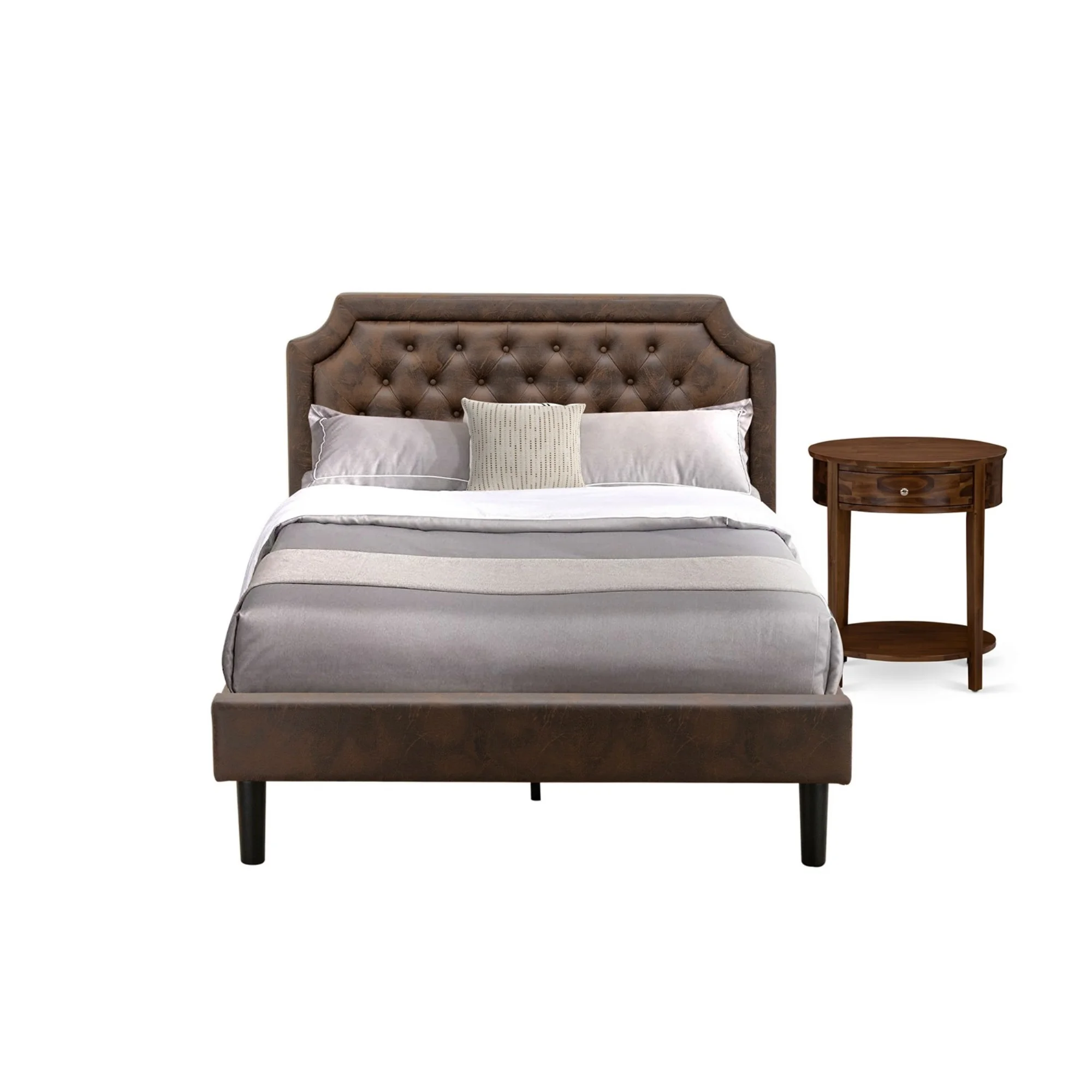 East West Furniture Granbury 2 Pieces Wooden Full Bedroom Set in Brown/Walnut