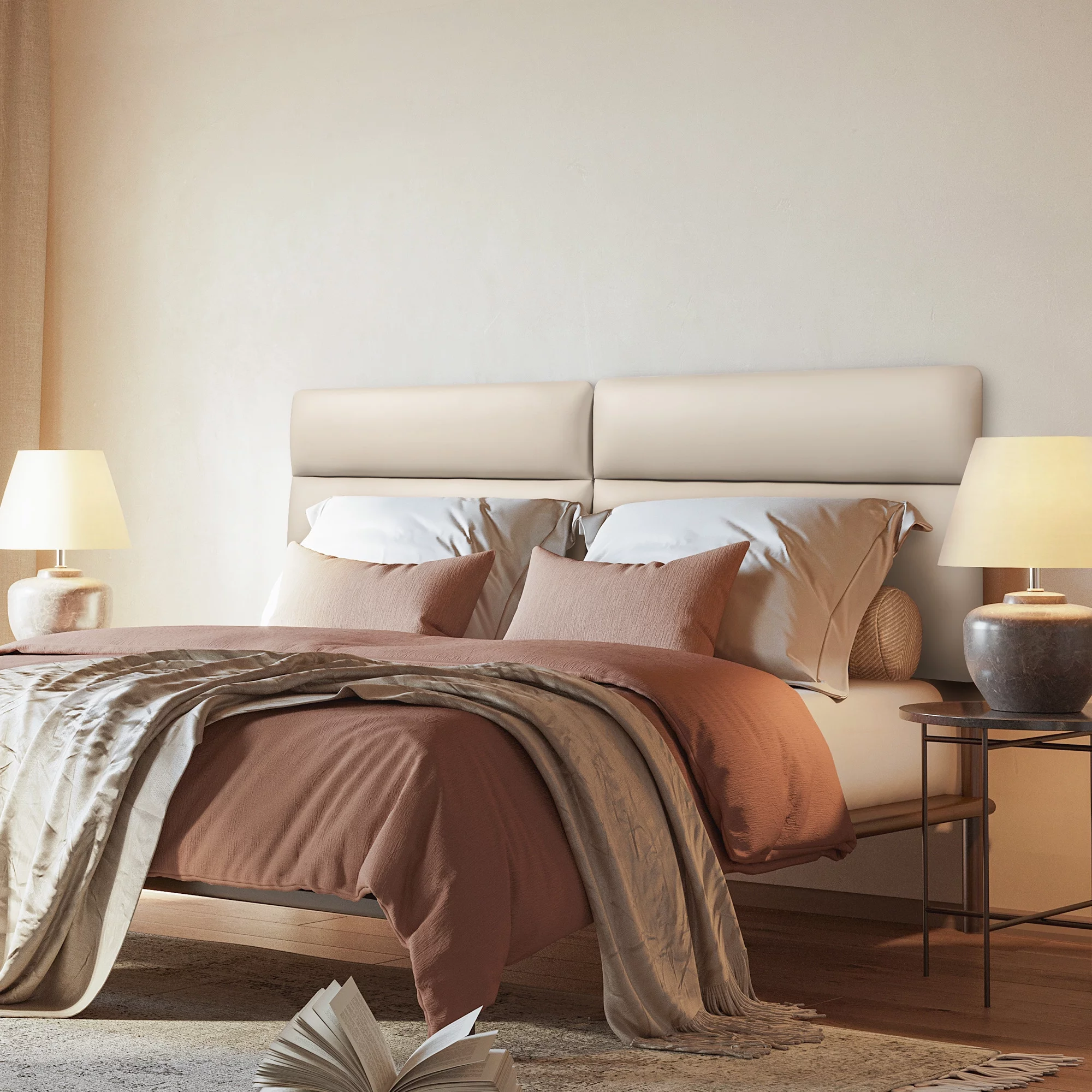 SunsGrove Wall Mount Faux Leather Headboard for King Size Bed, Modern Style Upholstered Headboard, Adjust Height Freely, Easy to Assemble (Taupe, King)