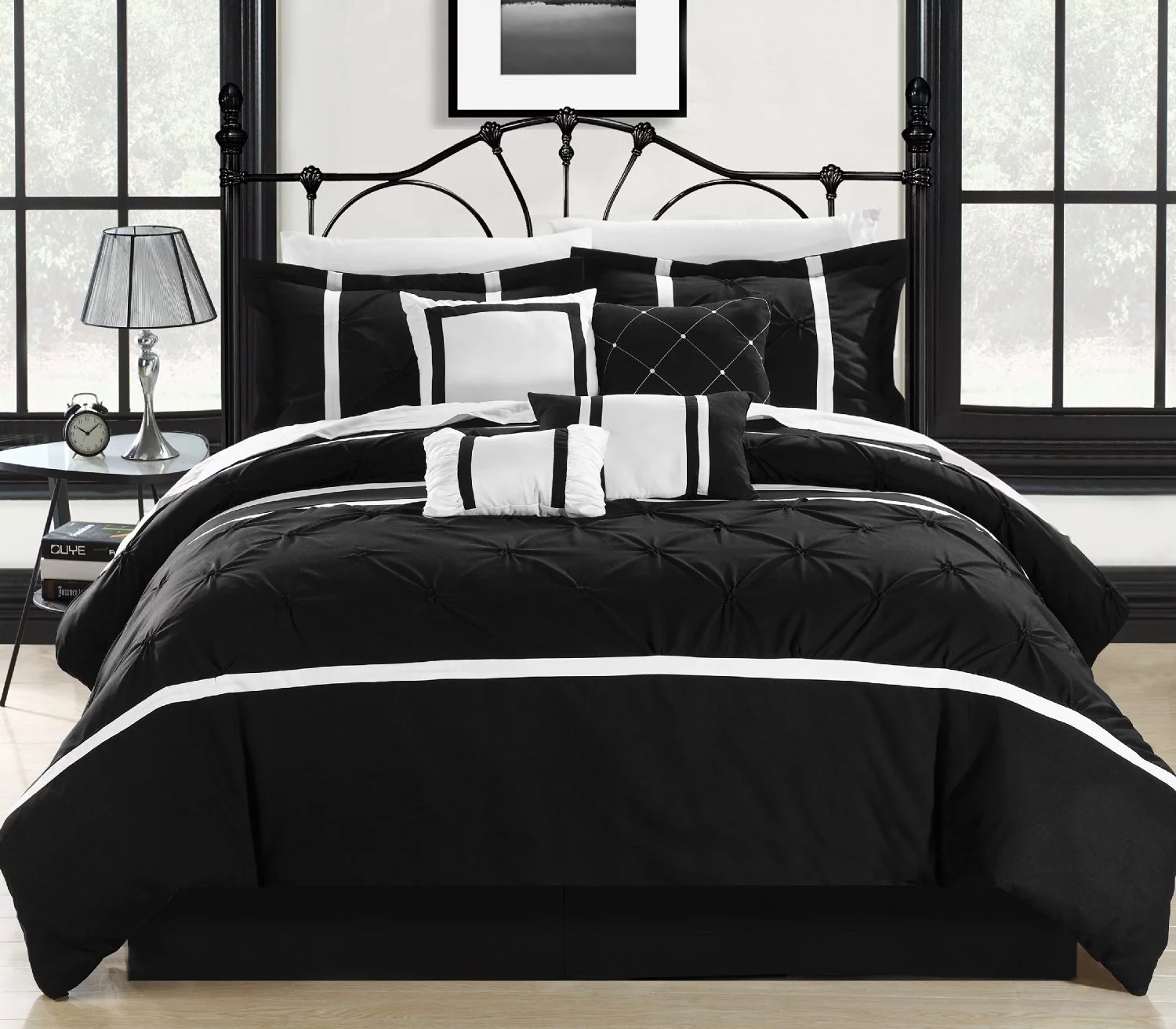 Chic Home Vermont Embroidered Bed In A Bag Set Sheet Set - 12-Piece - Queen 90x90